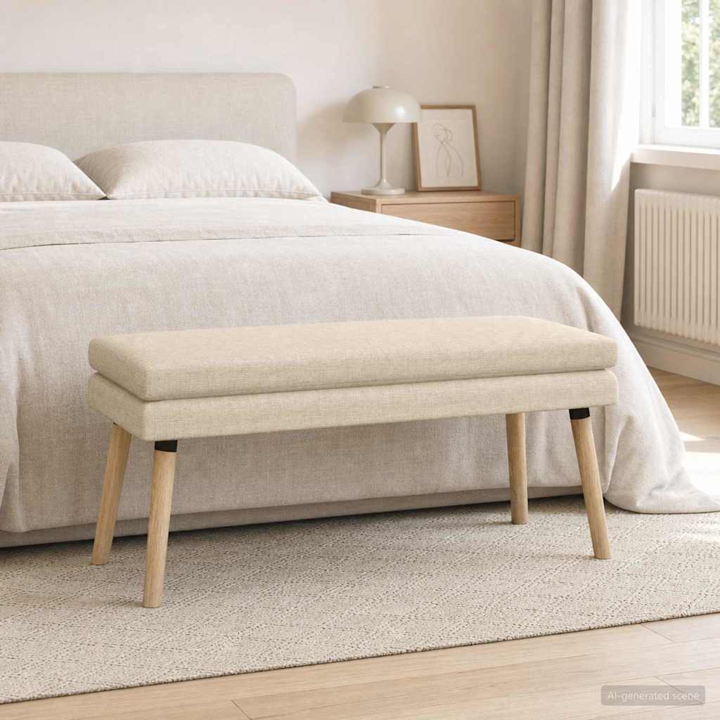 Klupa s dvostrukim slojem Krem 110 x 40 x 47 cm Tkanina