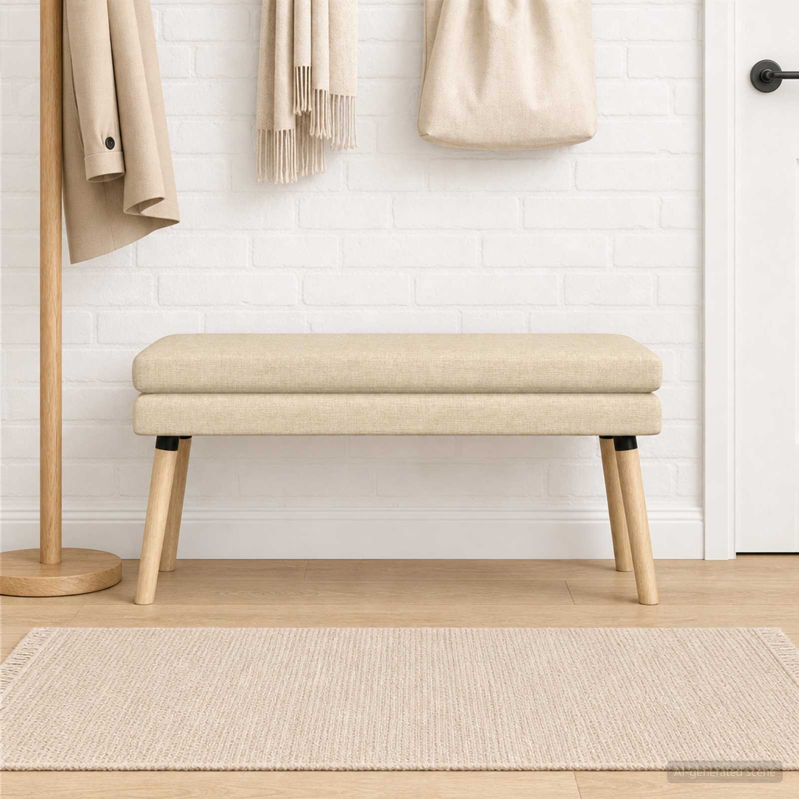 Klupa s dvostrukim slojem Krem 110 x 40 x 47 cm Tkanina