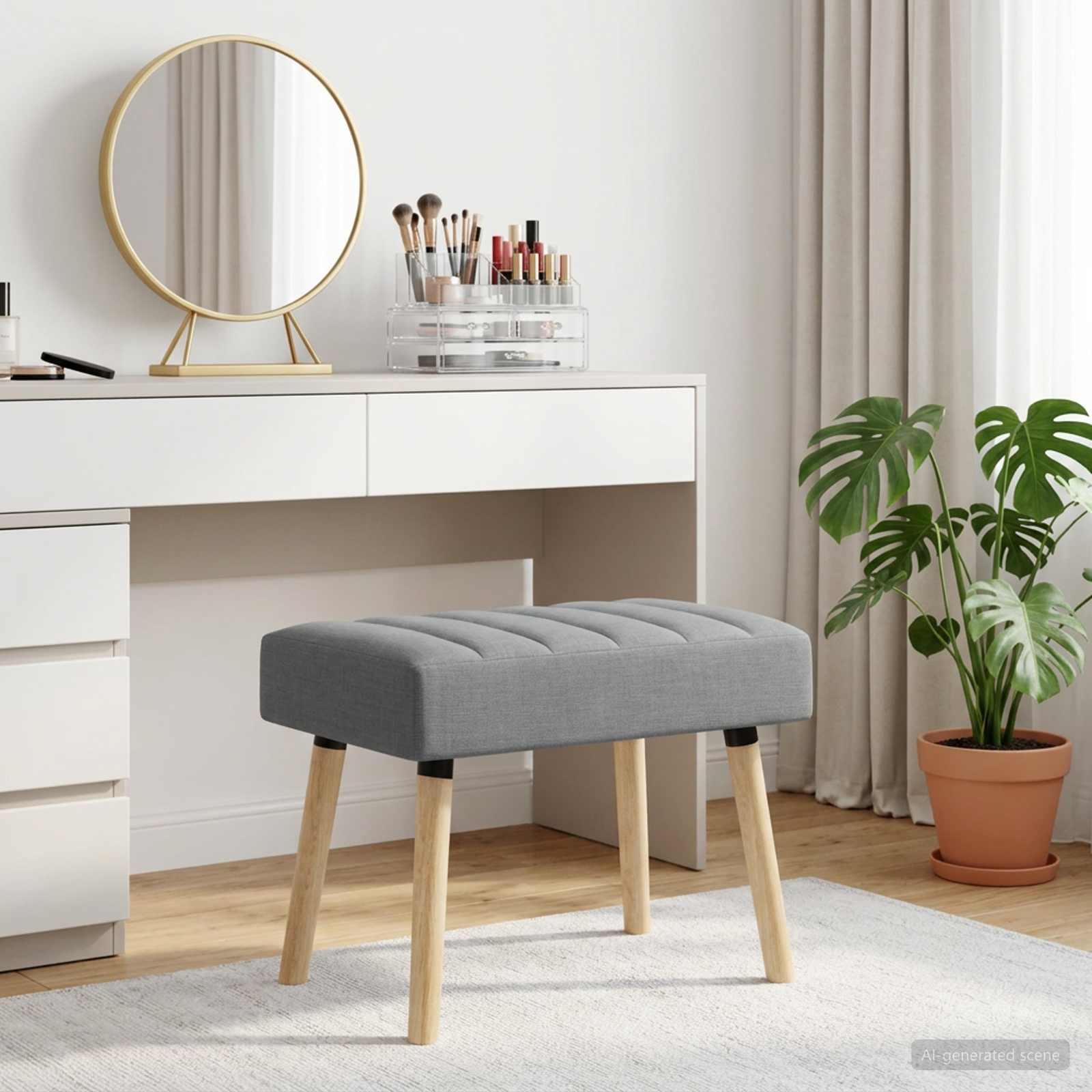 Klupa s utorima Svjetlosiva 60 x 40 x 45 cm Tkanina