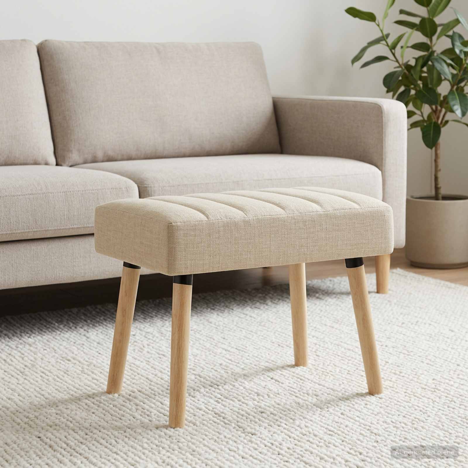 Klupa s utorima Krem 60 x 40 x 45 cm Tkanina