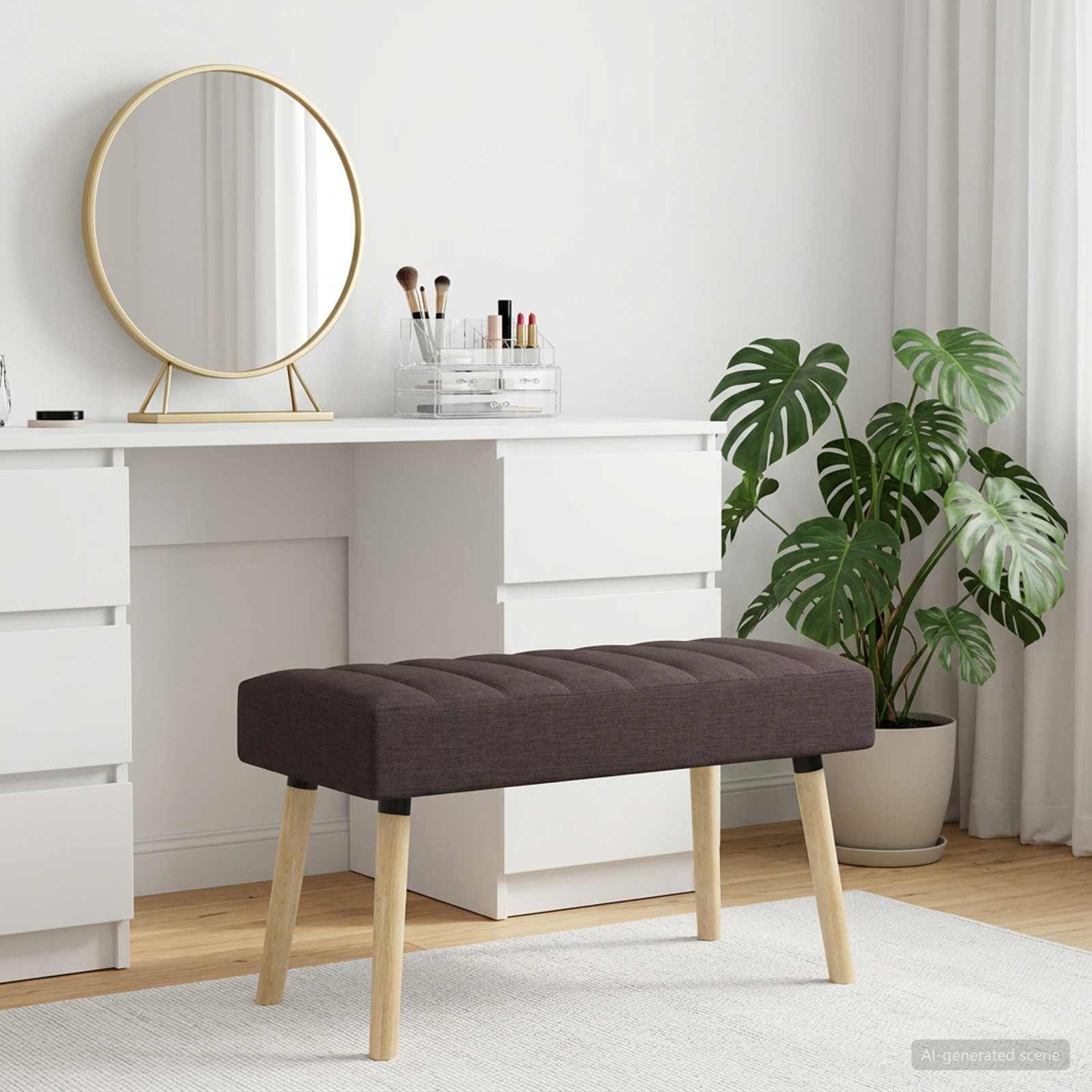 Klupa s utorima Tamno smeđa 80 x 40 x 46 cm Tkanina