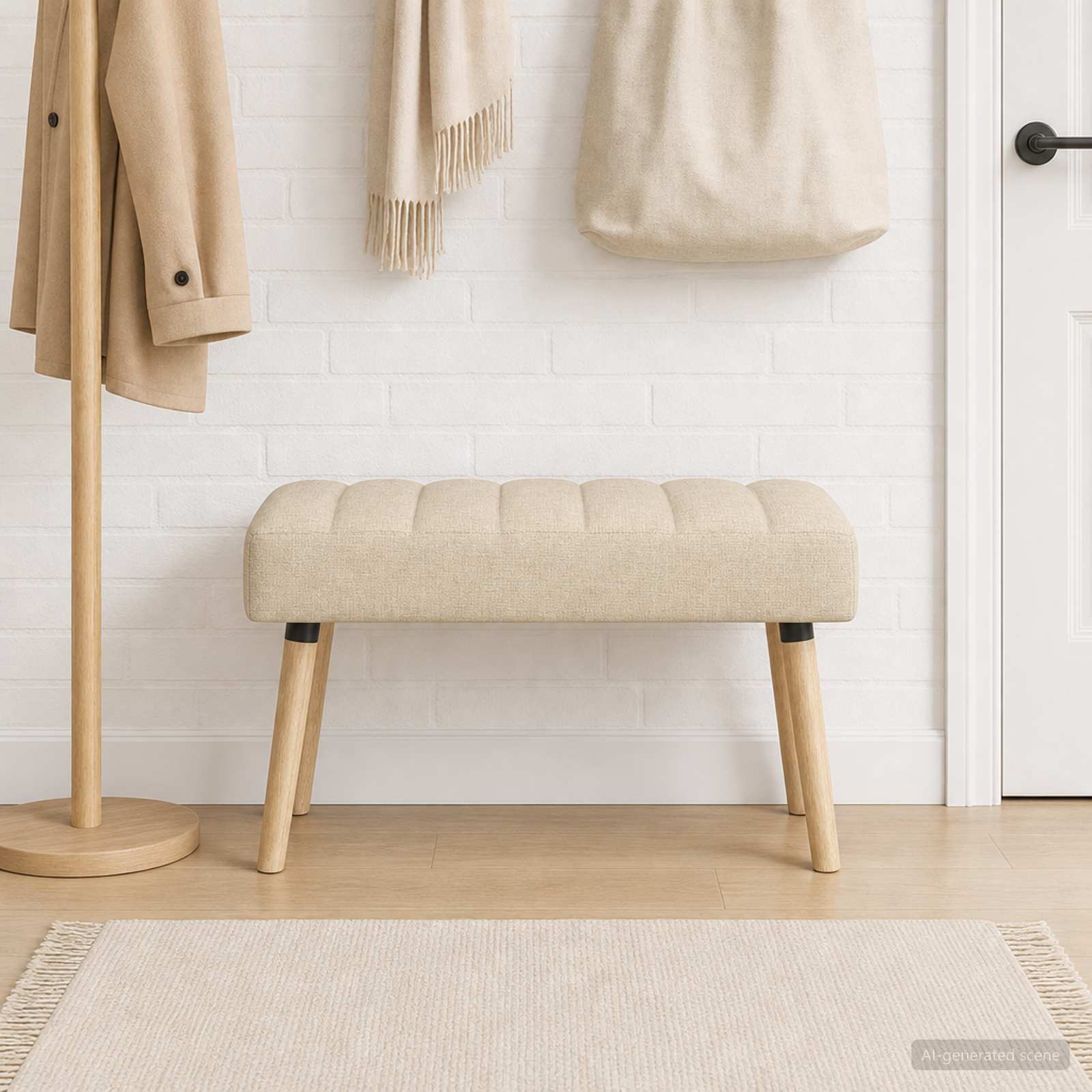 Klupa s utorima Krem 80 x 40 x 46 cm Tkanina