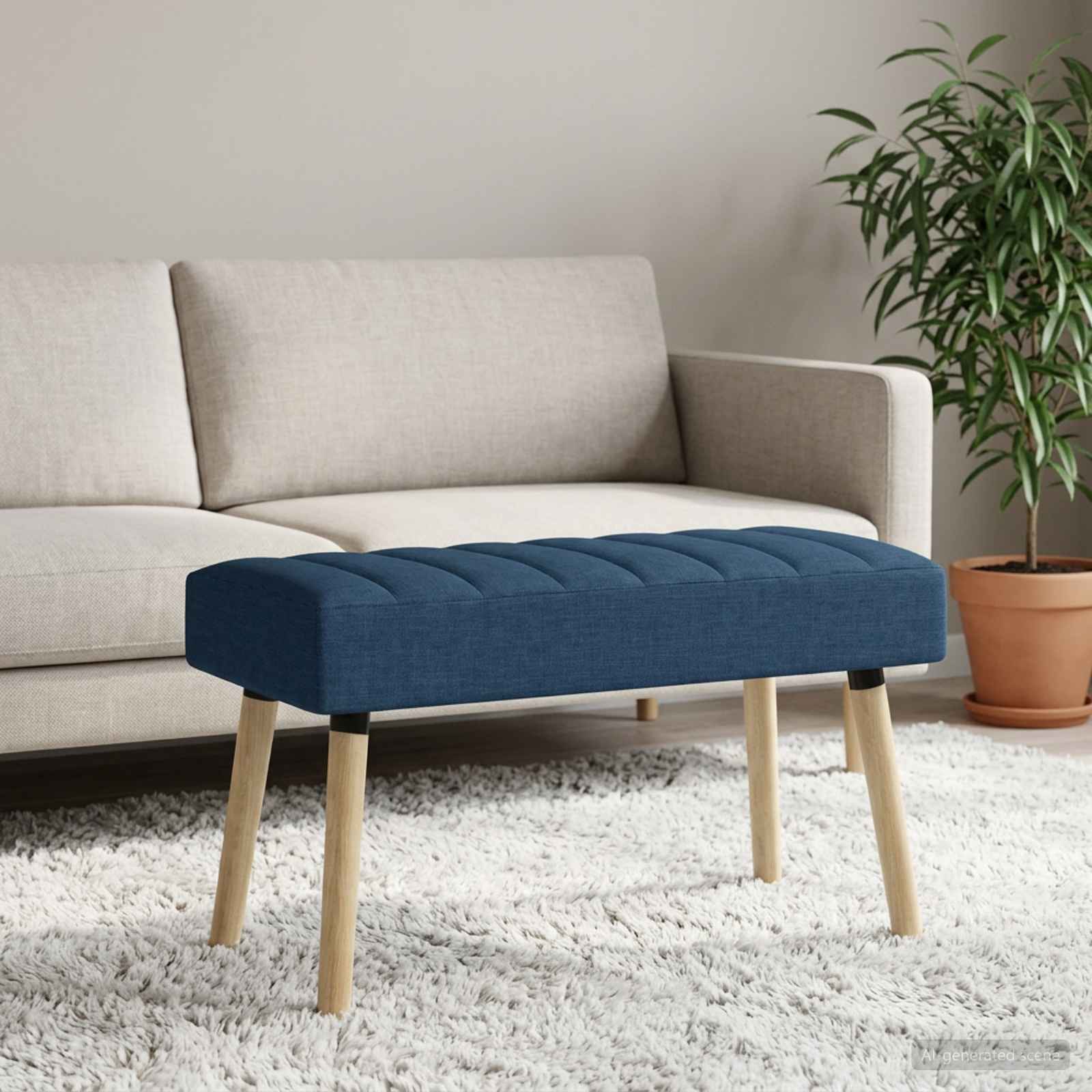 Klupa s utorima Plava 80 x 40 x 46 cm Tkanina