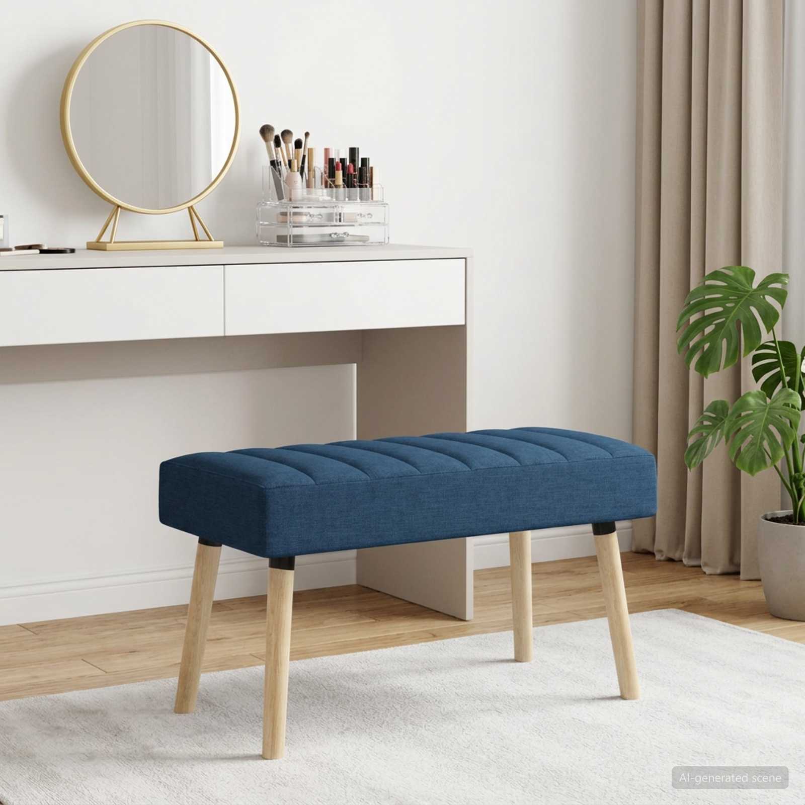 Klupa s utorima Plava 80 x 40 x 46 cm Tkanina