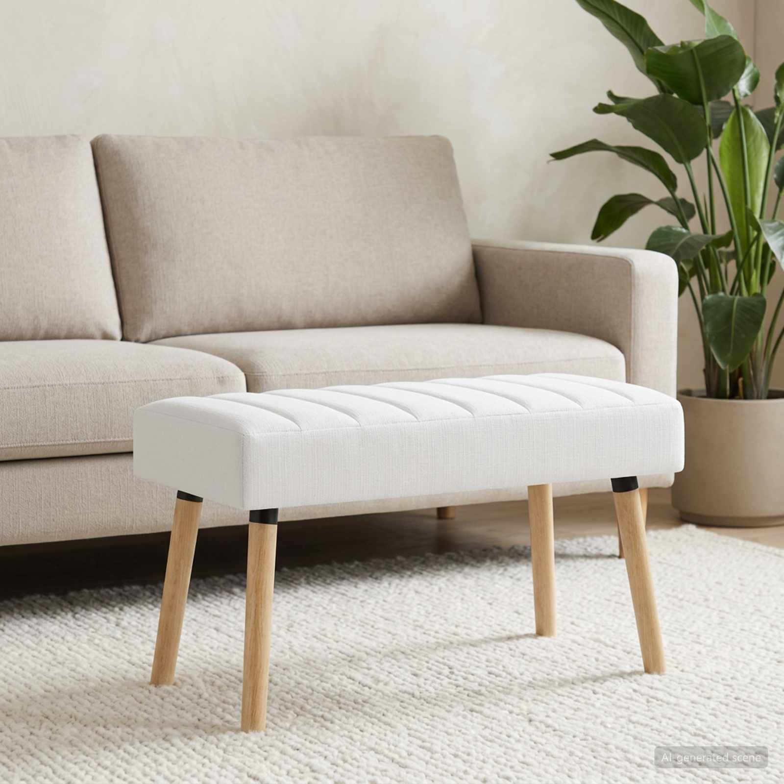 Klupa s utorima Bijela 80 x 40 x 46 cm Tkanina