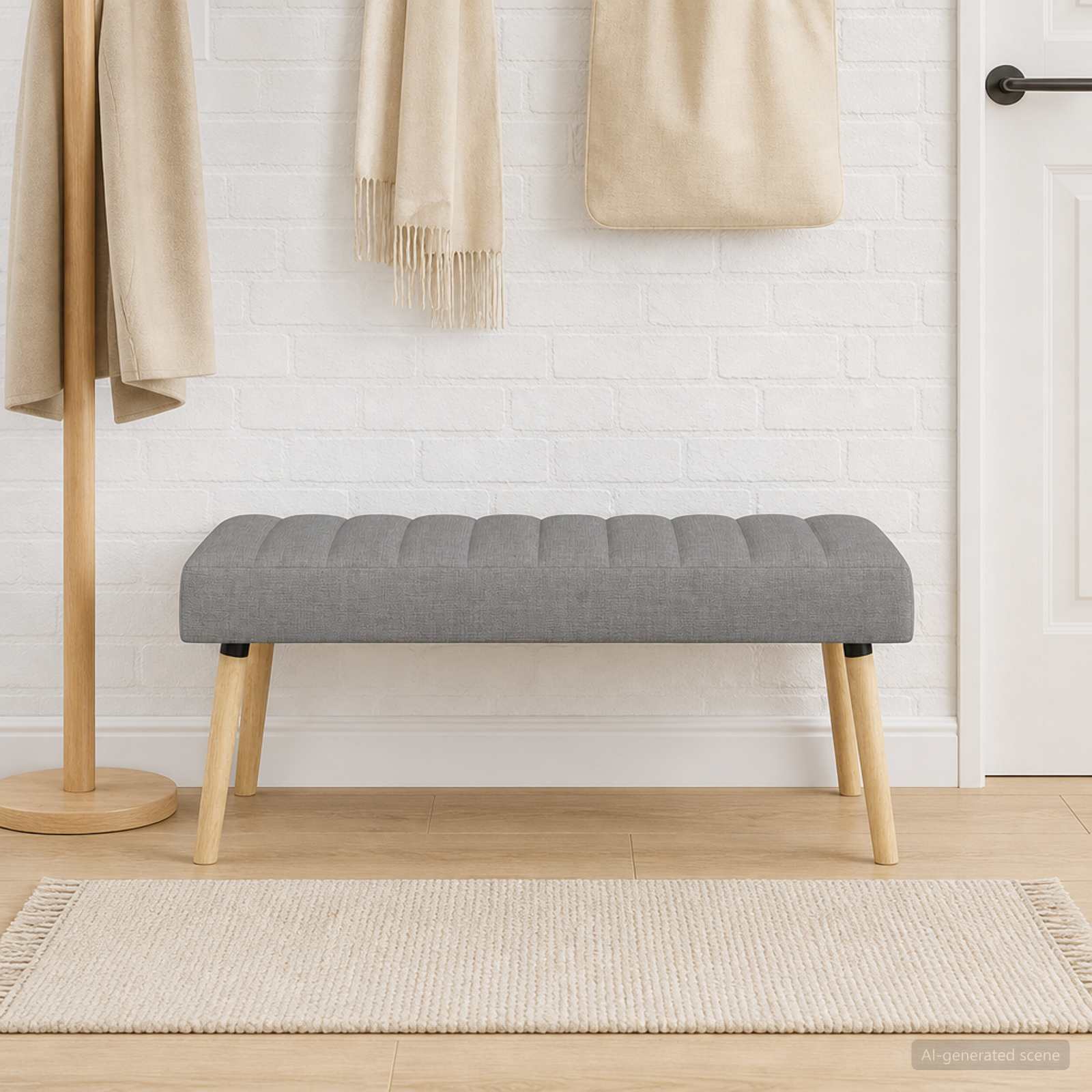 Klupa s utorima Svjetlosiva 110 x 40 x 46 cm Tkanina