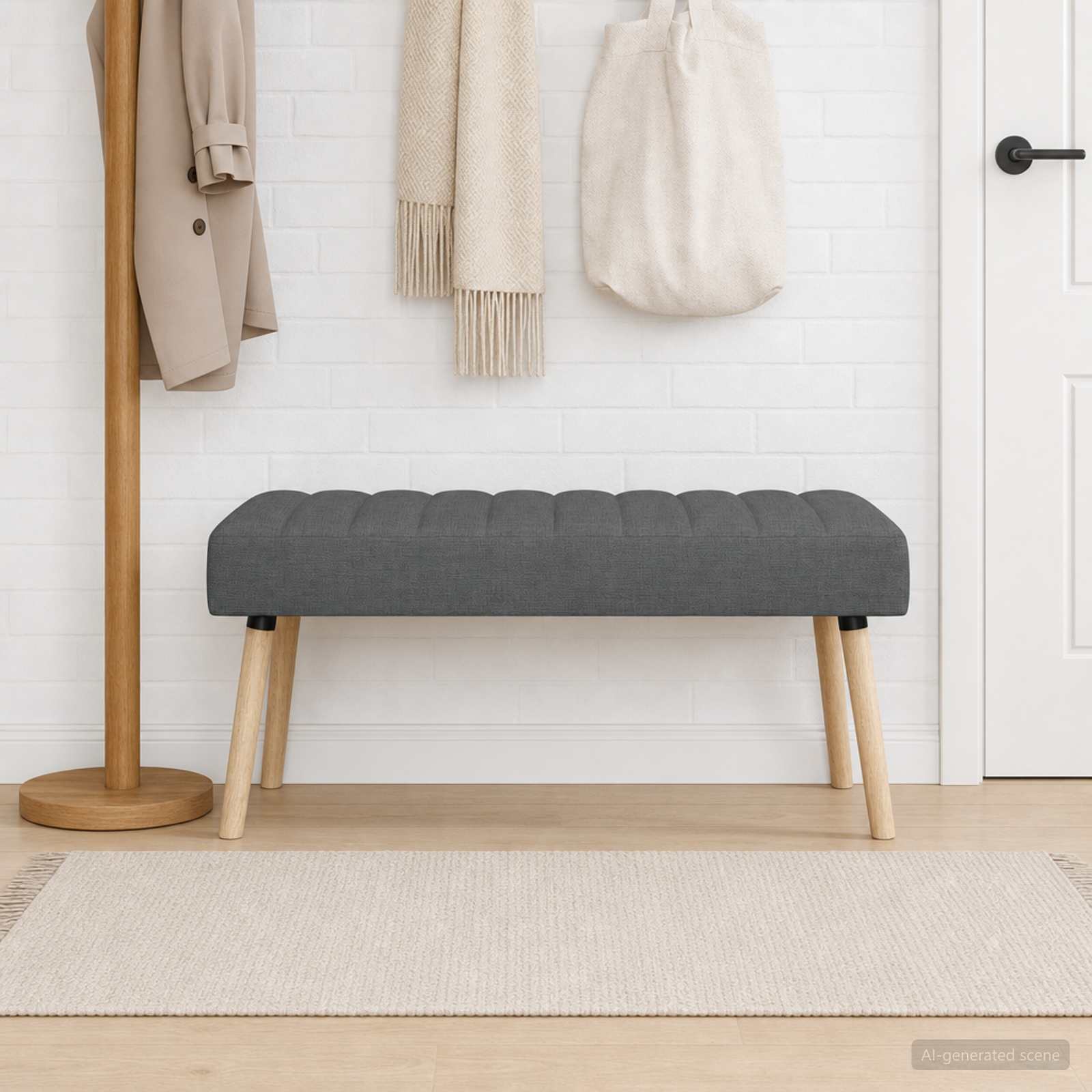 Klupa s utorima Tamnosiva 110 x 40 x 46 cm Tkanina