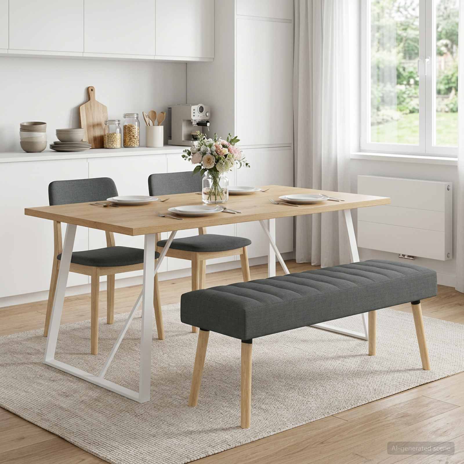 Klupa s utorima Tamnosiva 110 x 40 x 46 cm Tkanina