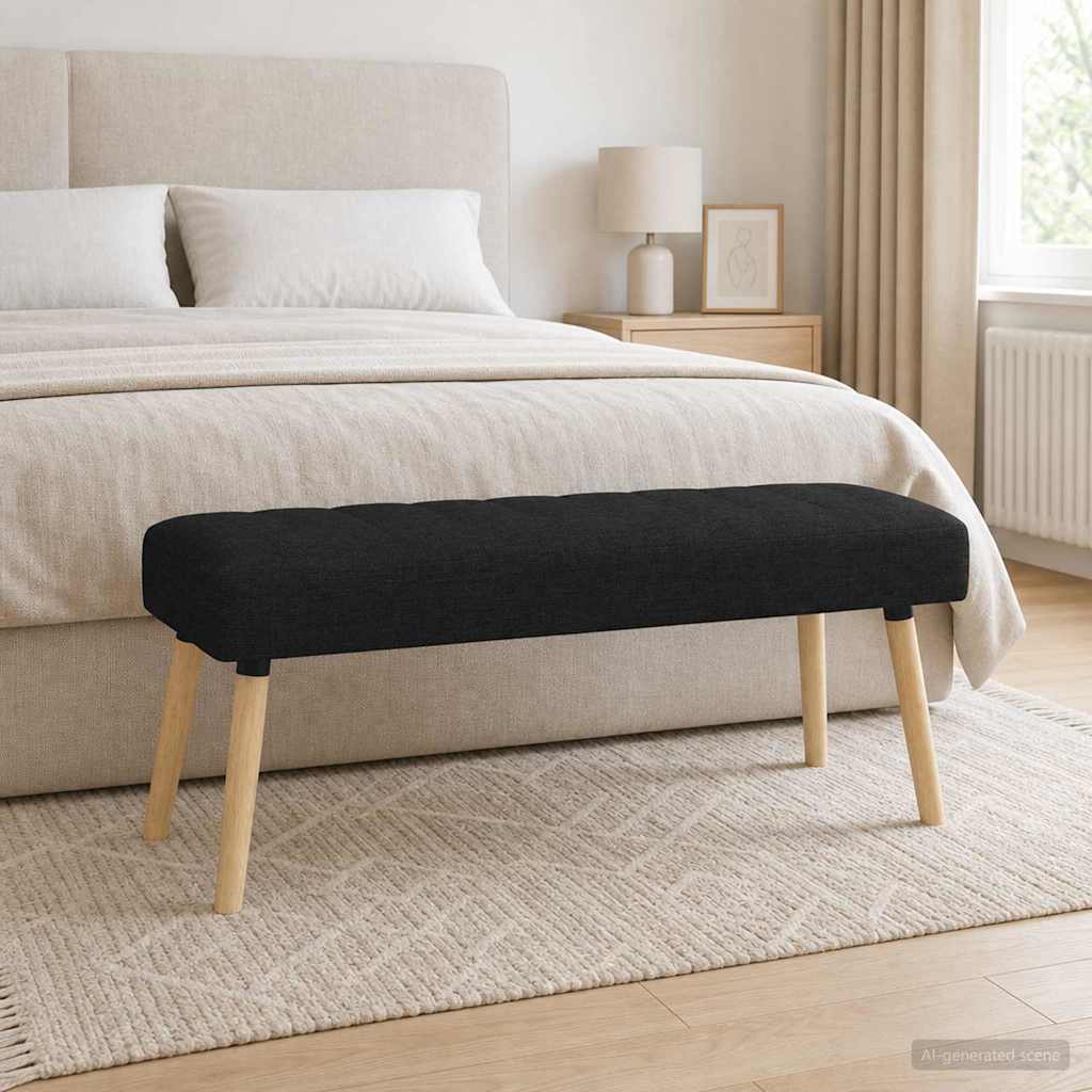 Klupa s utorima Crna 110 x 40 x 46 cm Tkanina