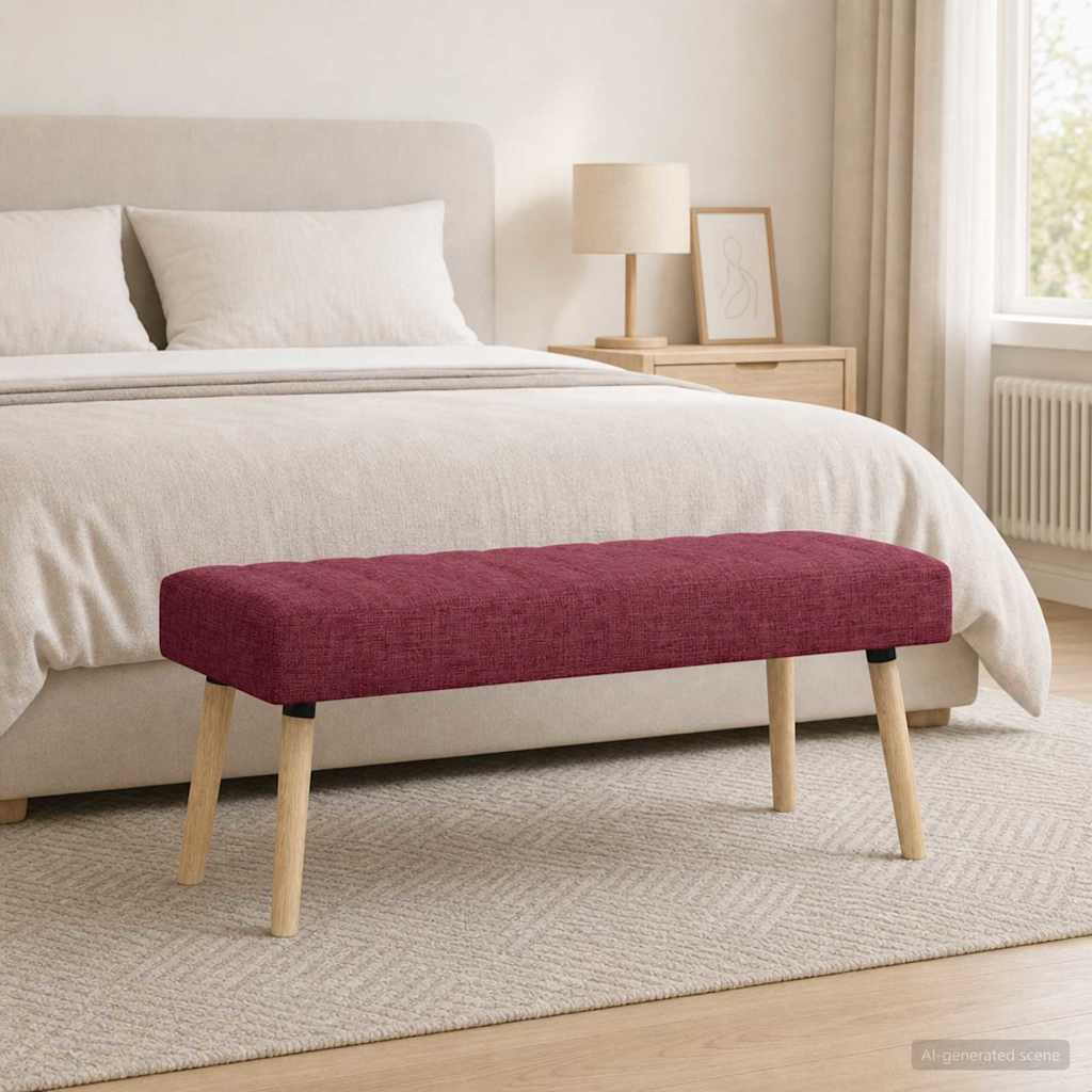 Klupa s utorima Vinska crvena 110 x 40 x 46 cm Tkanina
