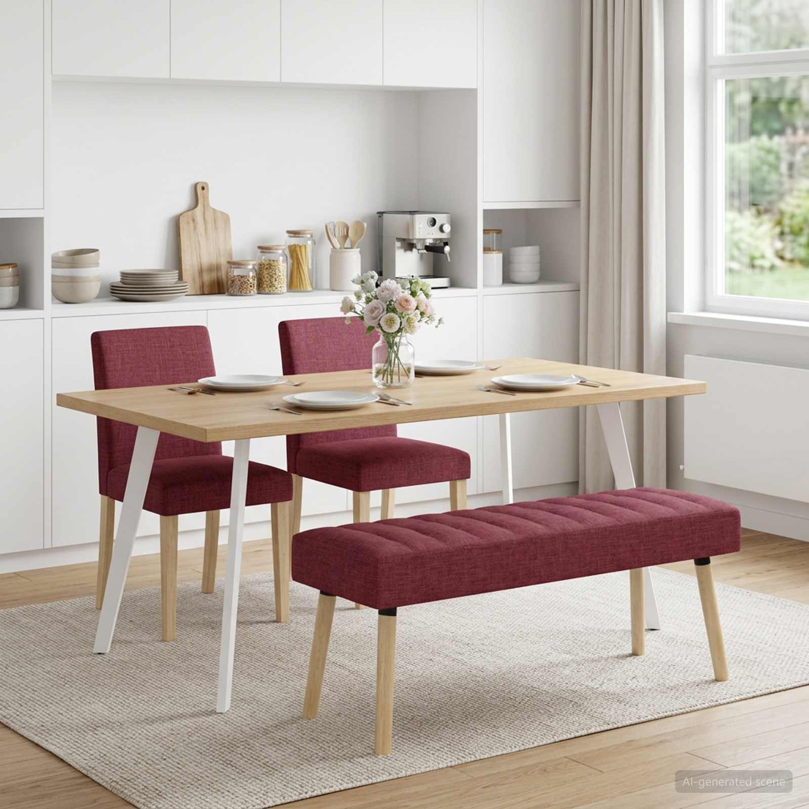 Klupa s utorima Vinska crvena 110 x 40 x 46 cm Tkanina
