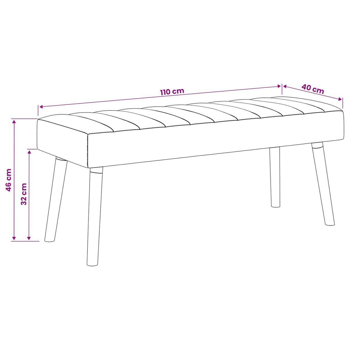 Klupa s utorima Vinska crvena 110 x 40 x 46 cm Tkanina