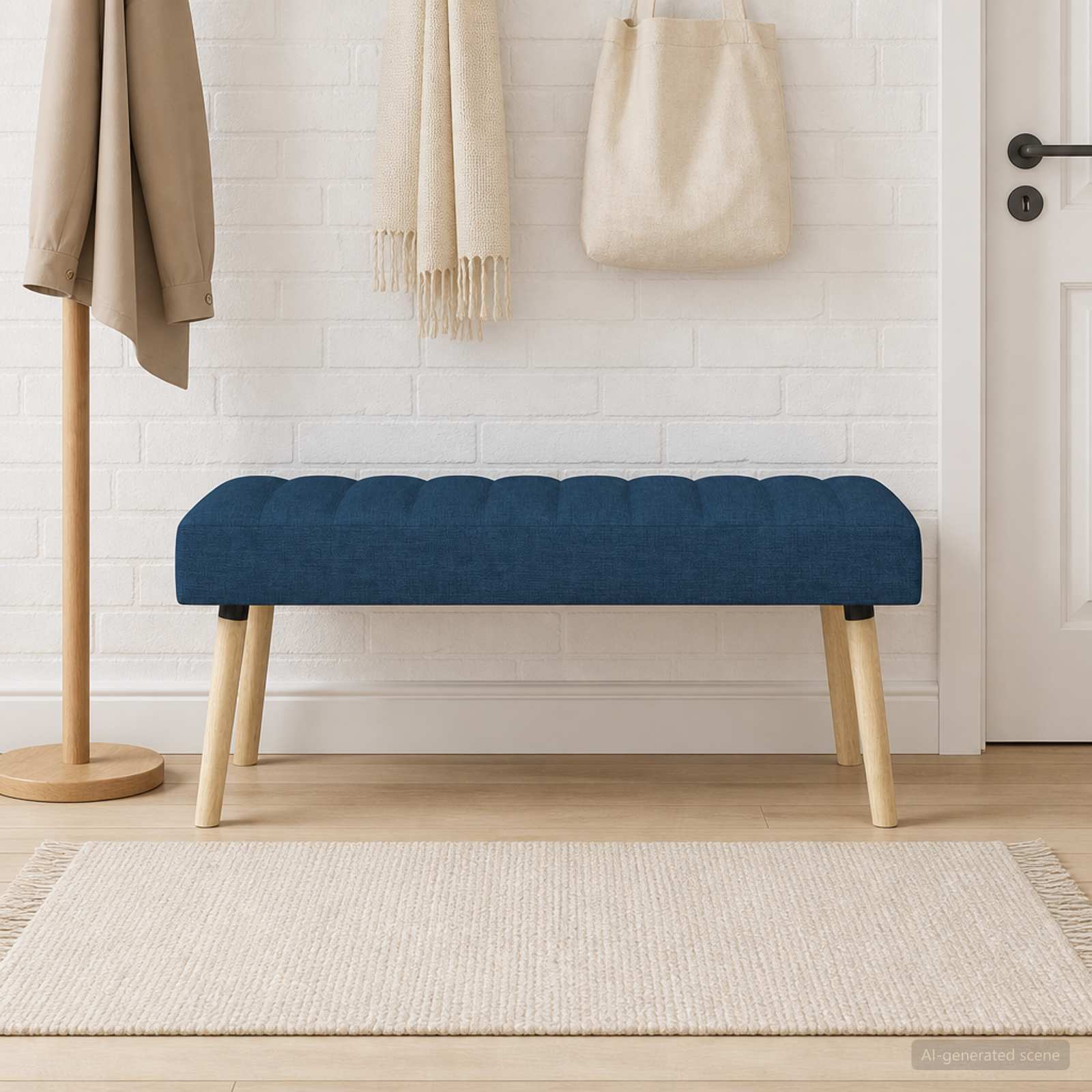Klupa s utorima Plava 110 x 40 x 46 cm Tkanina