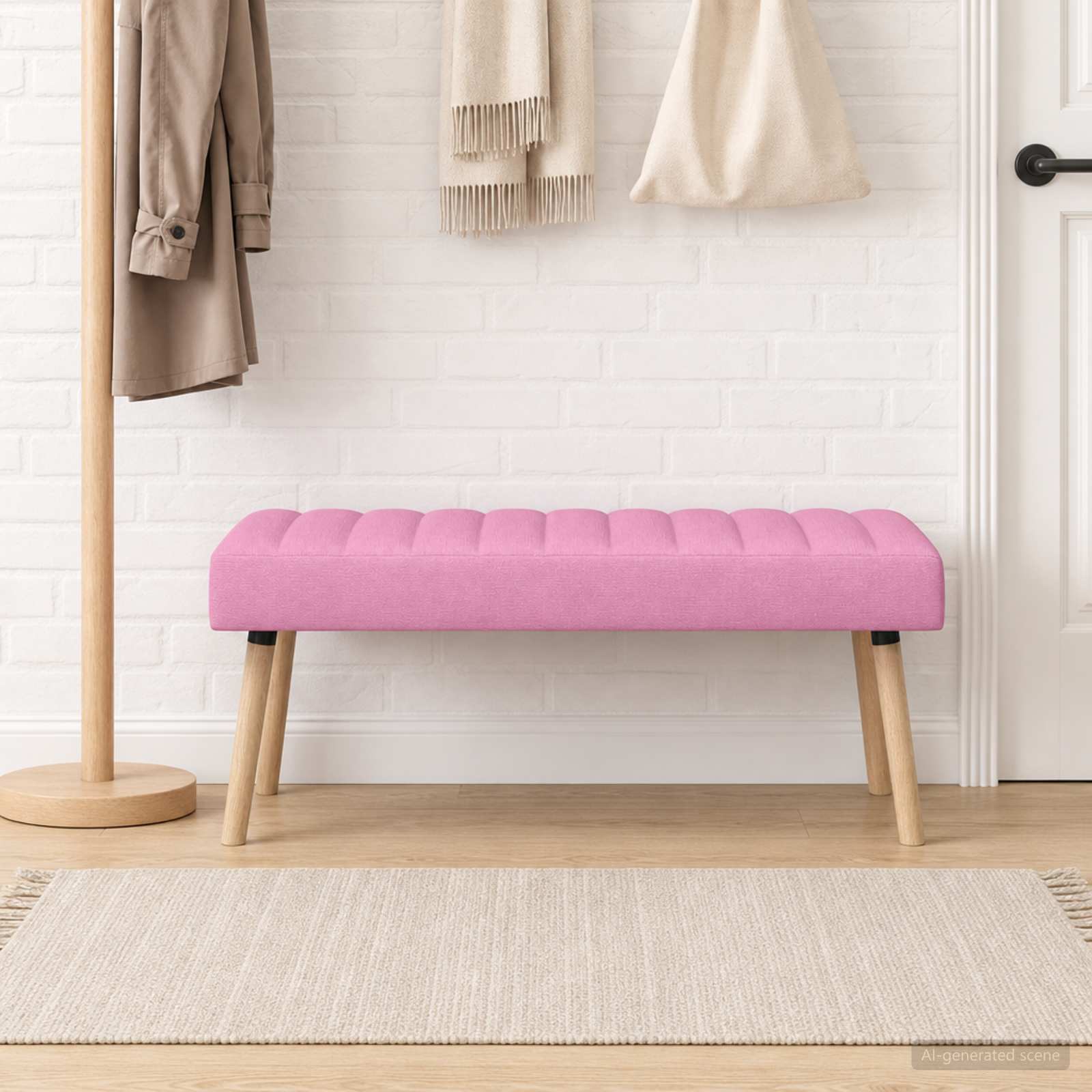 Klupa s utorima Ružičasta 110 x 40 x 46 cm Tkanina