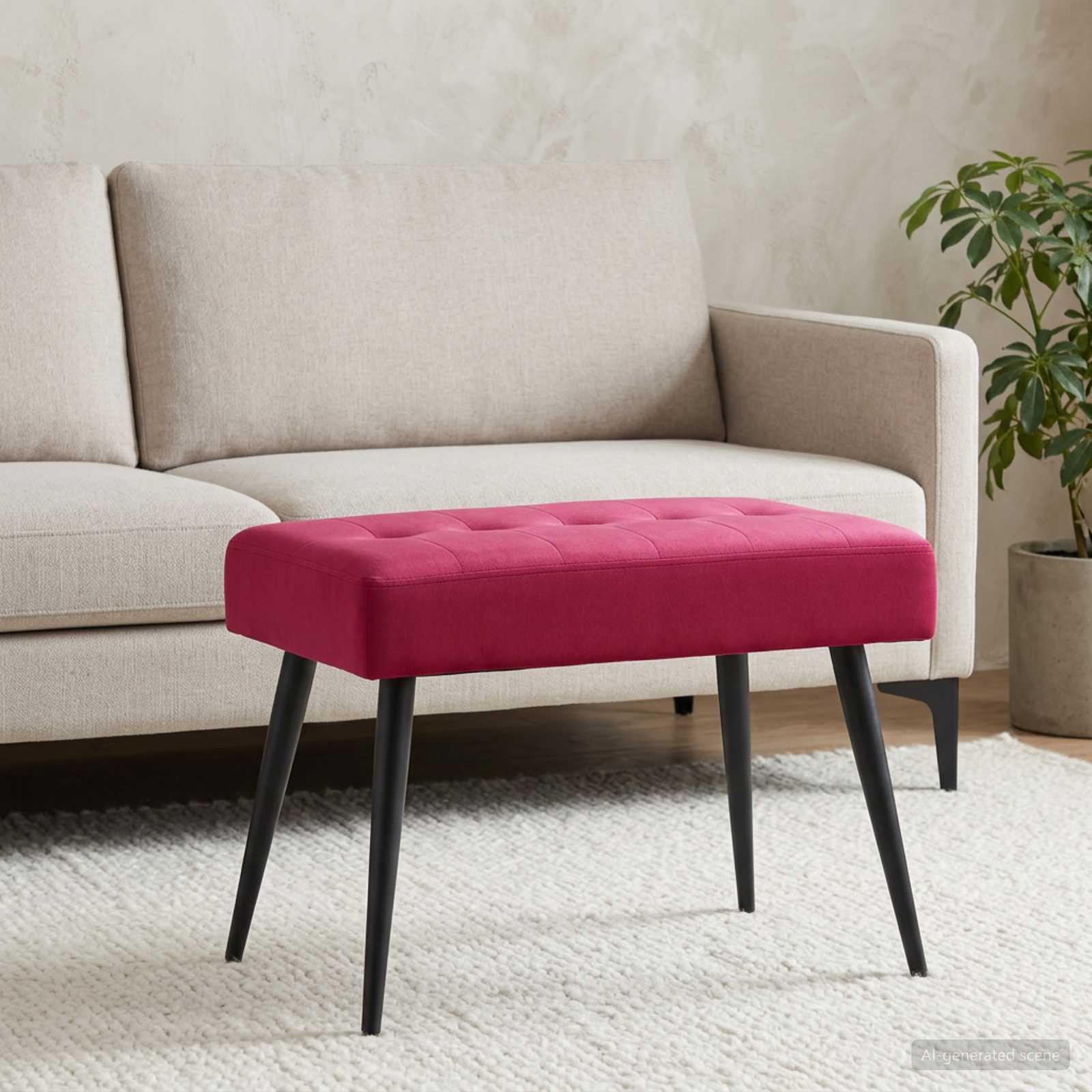 Klupa s gumbastim tkanjem Vinska crvena 60 x 40 x 45 cm Baršun