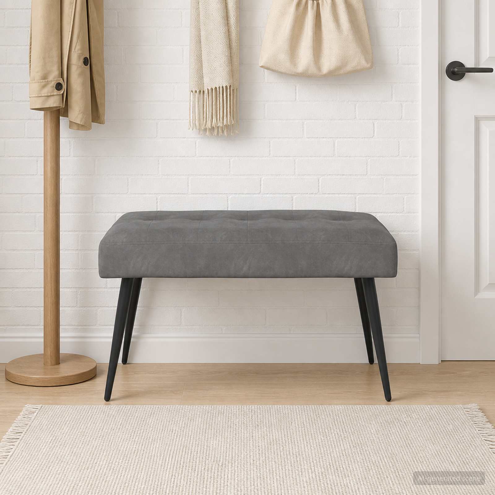 Klupa s gumbastim tkanjem Tamnosiva 80 x 40 x 46 cm Baršun