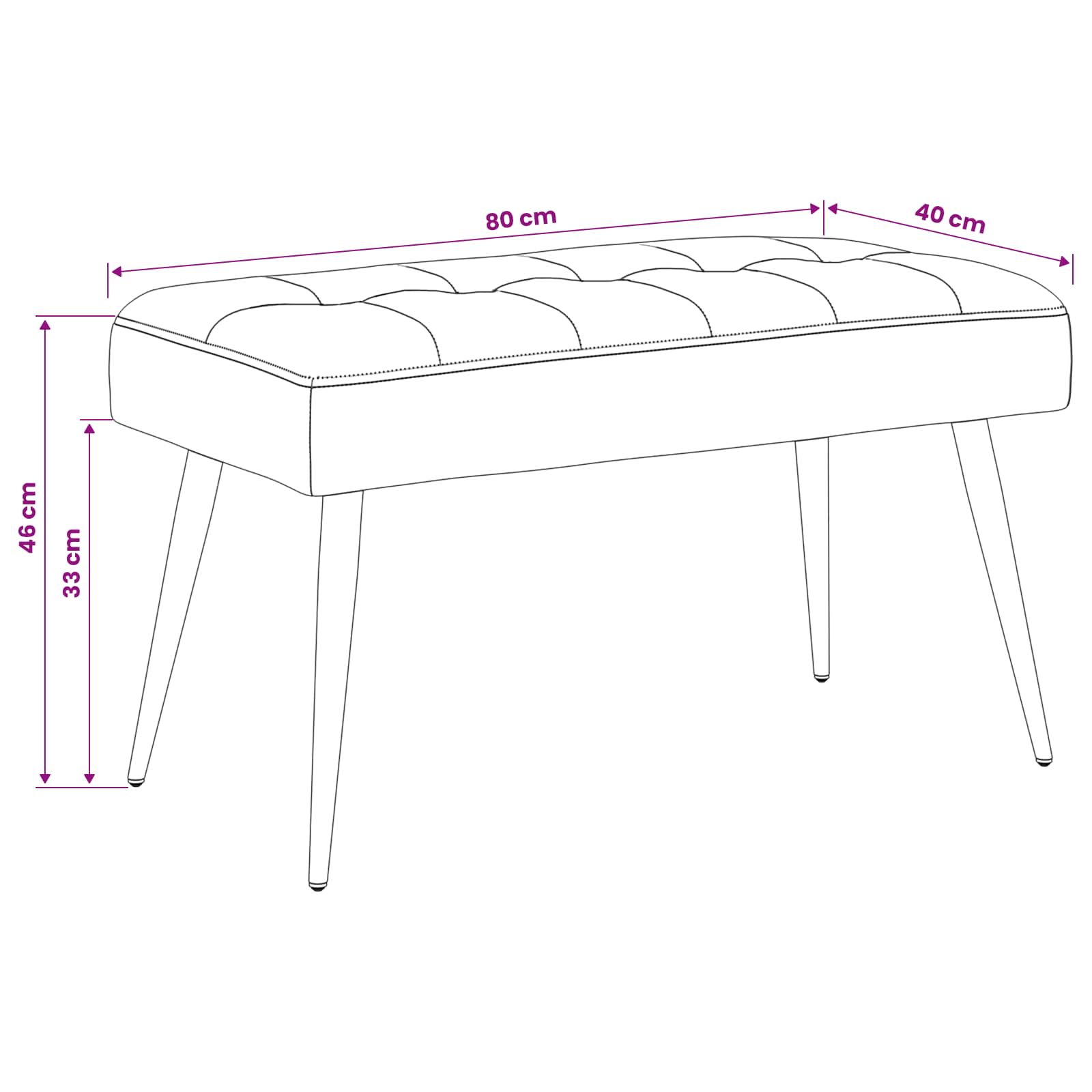 Klupa s gumbastim tkanjem Plava 80 x 40 x 46 cm Baršun