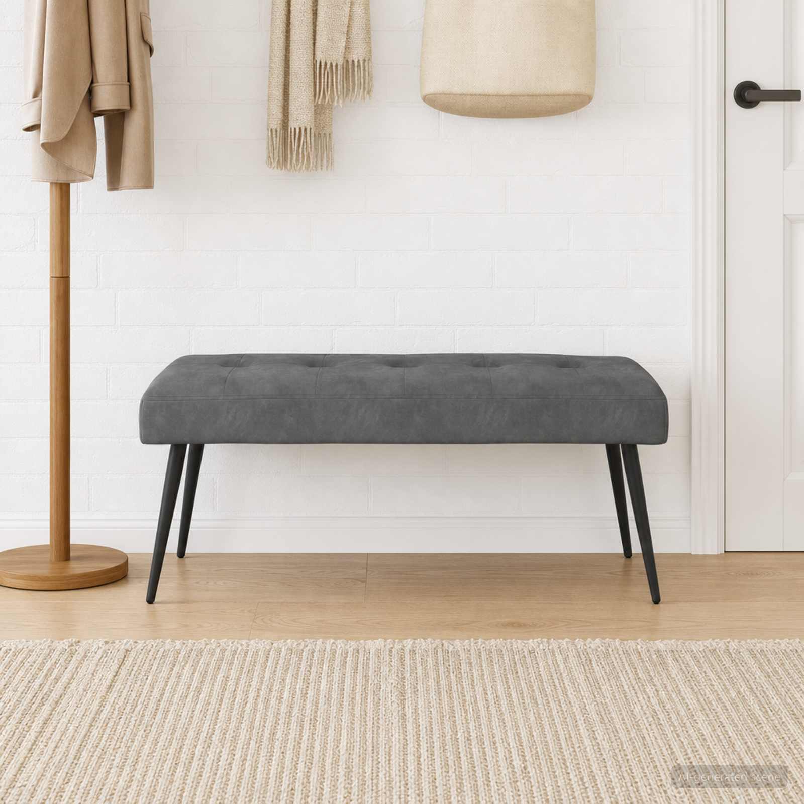 Klupa s gumbastim tkanjem Tamnosiva 110 x 40 x 46 cm Baršun