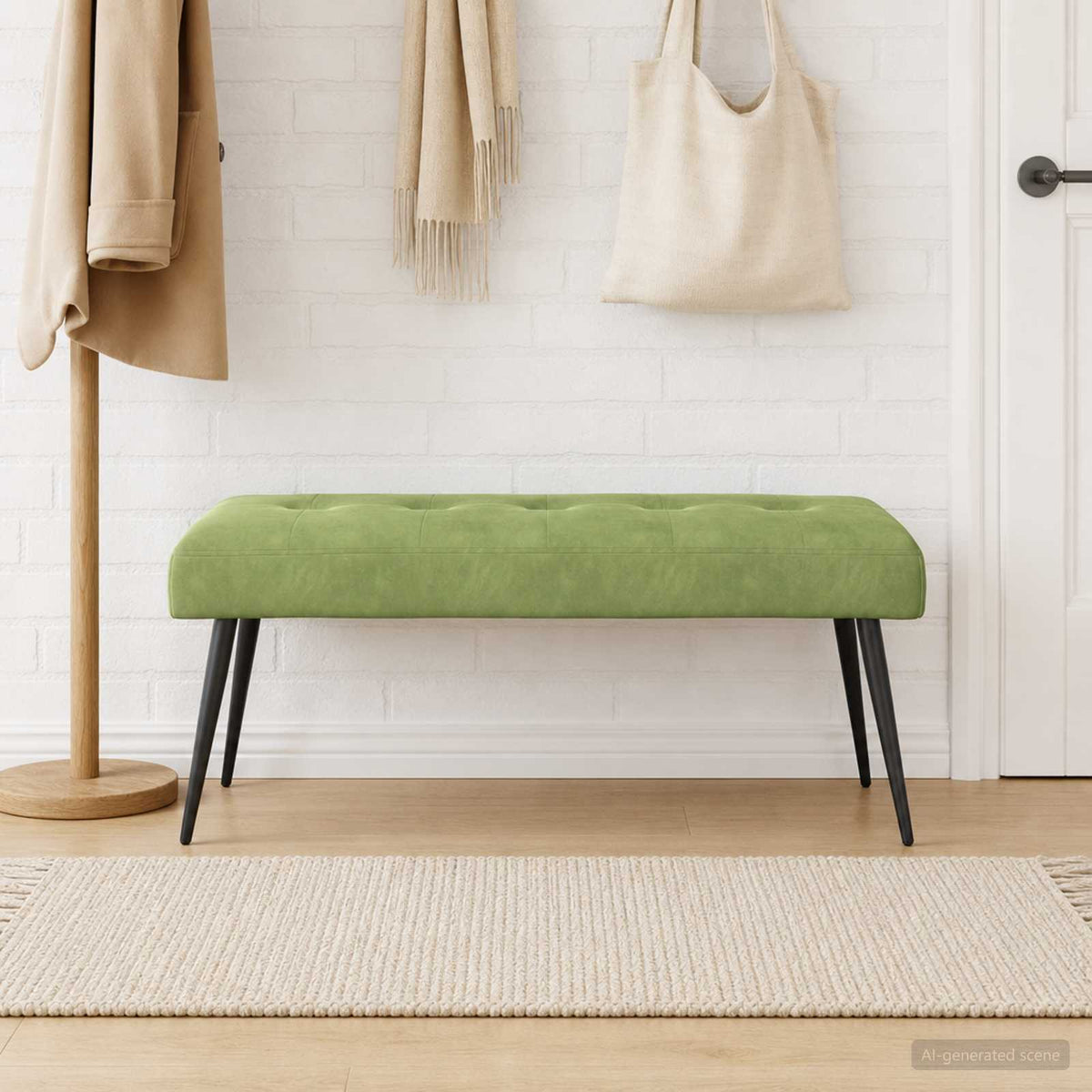 Klupa s gumbastim tkanjem Svijetlo zelena 110 x 40 x 46 cm