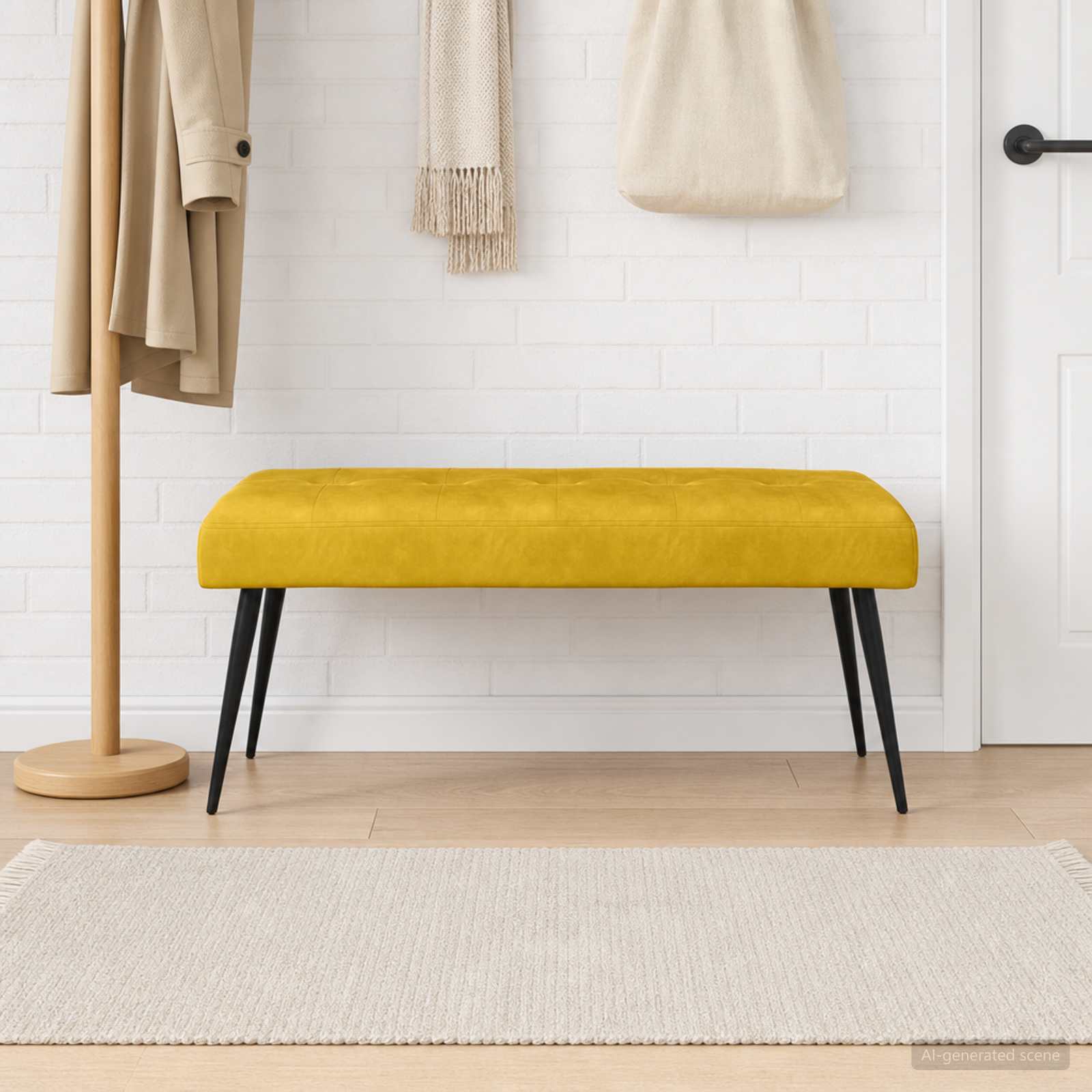 Klupa s gumbastim tkanjem Žuta 110 x 40 x 46 cm Baršun