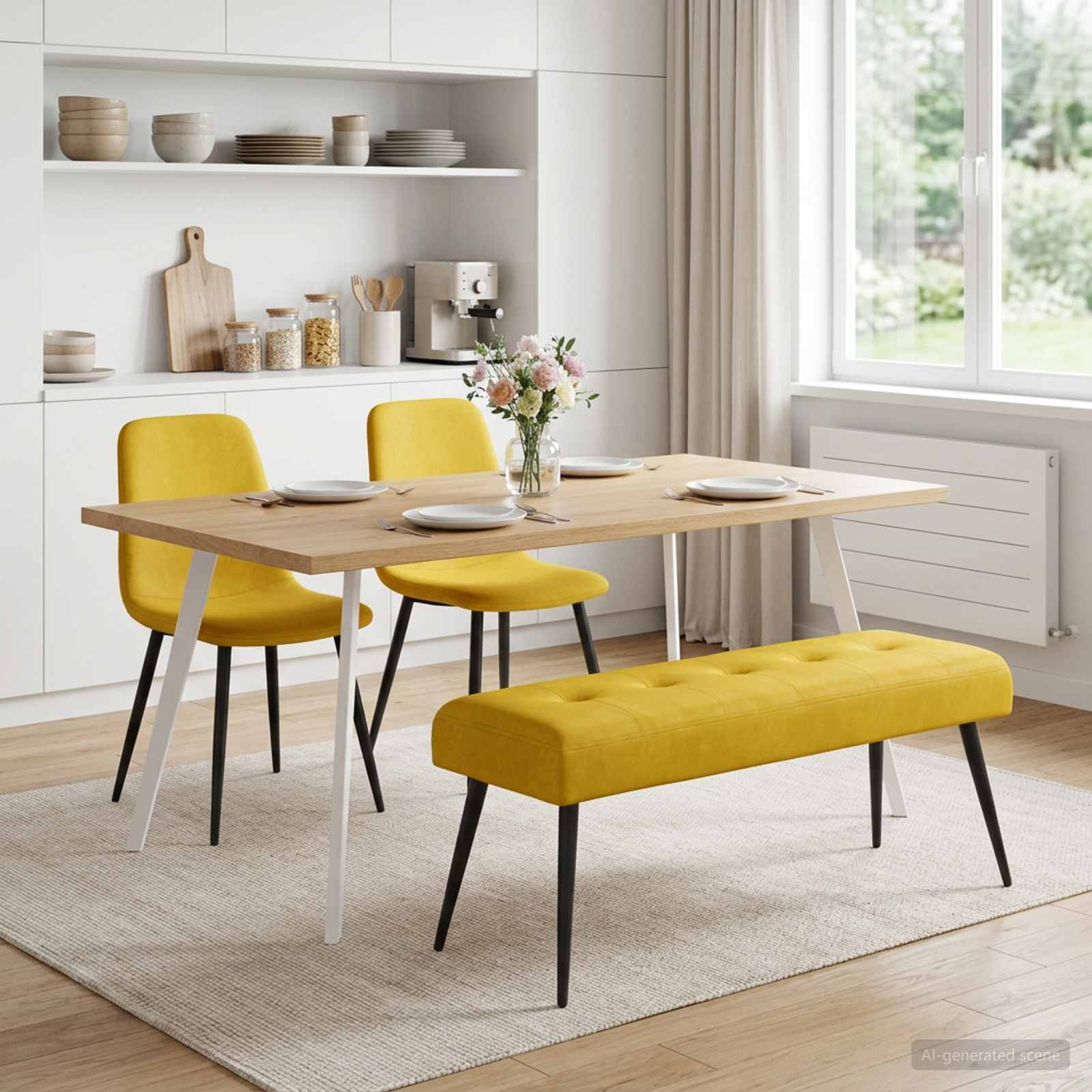 Klupa s gumbastim tkanjem Žuta 110 x 40 x 46 cm Baršun