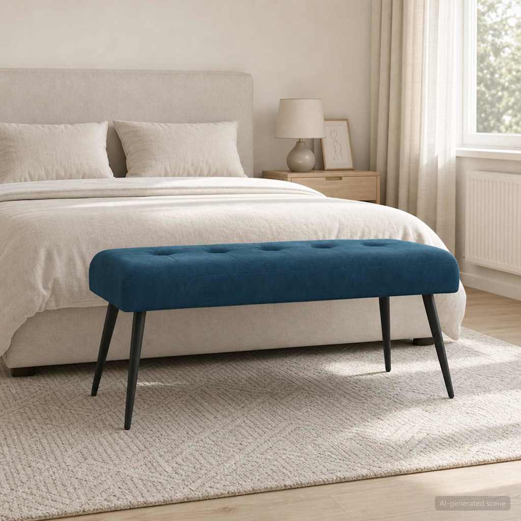 Klupa s gumbastim tkanjem Plava 110 x 40 x 46 cm Baršun
