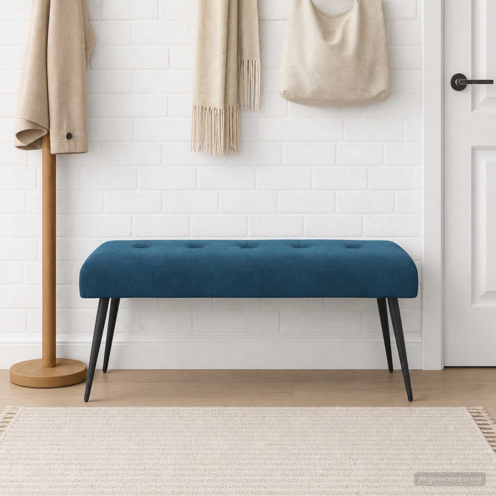 Klupa s gumbastim tkanjem Plava 110 x 40 x 46 cm Baršun