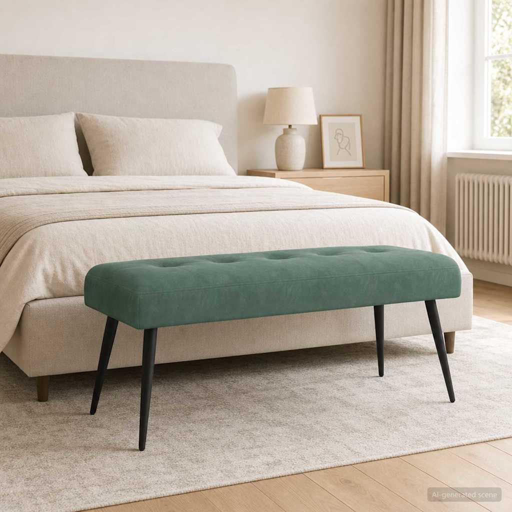 Klupa s gumbastim tkanjem Morska zelena 110 x 40 x 46 cm Baršun