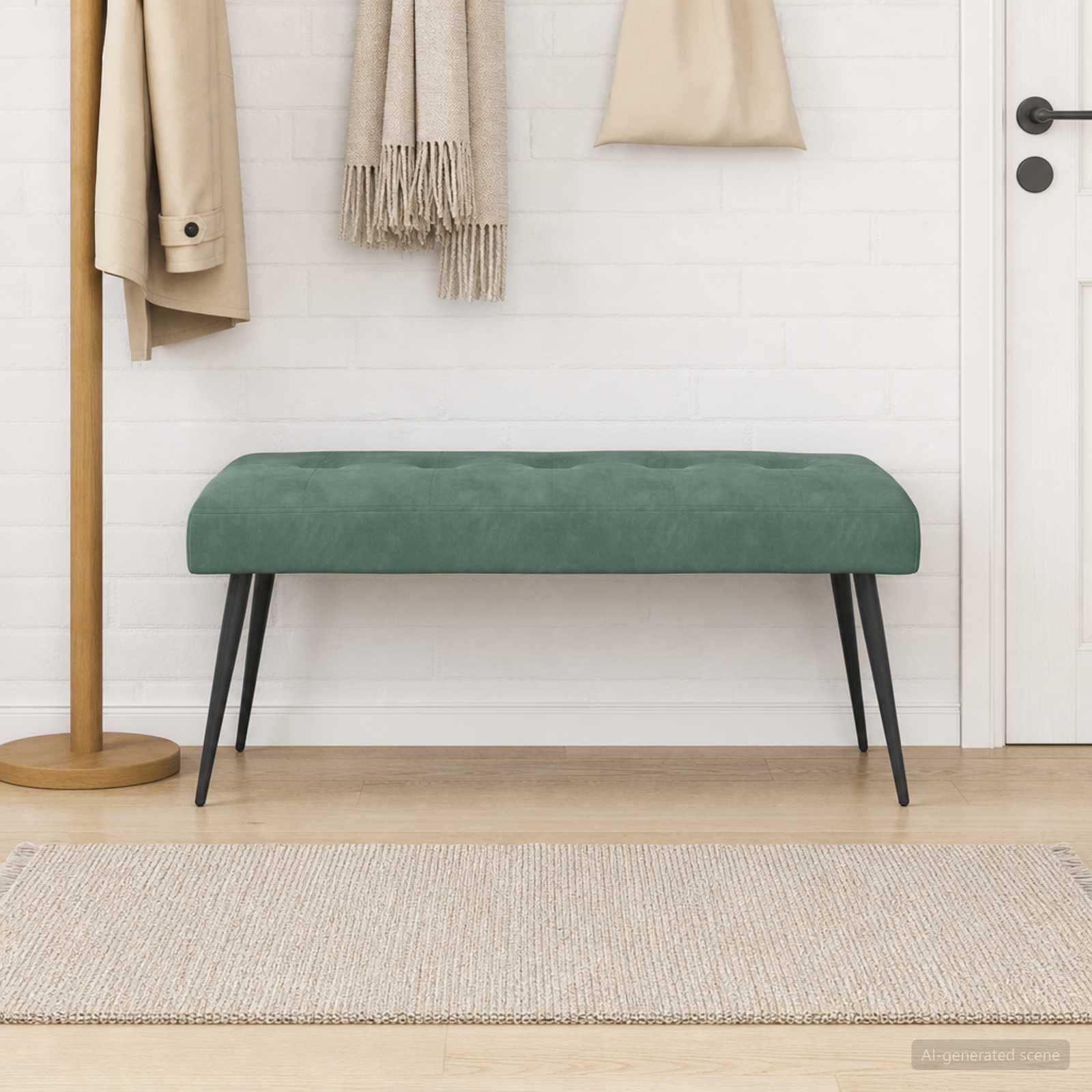 Klupa s gumbastim tkanjem Morska zelena 110 x 40 x 46 cm Baršun