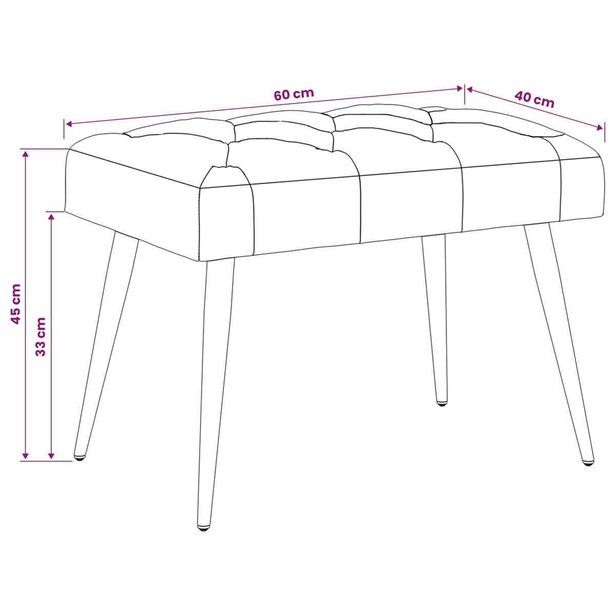Klupa s gumbastim tkanjem Tamnosiva 60 x 40 x 45 cm Baršun