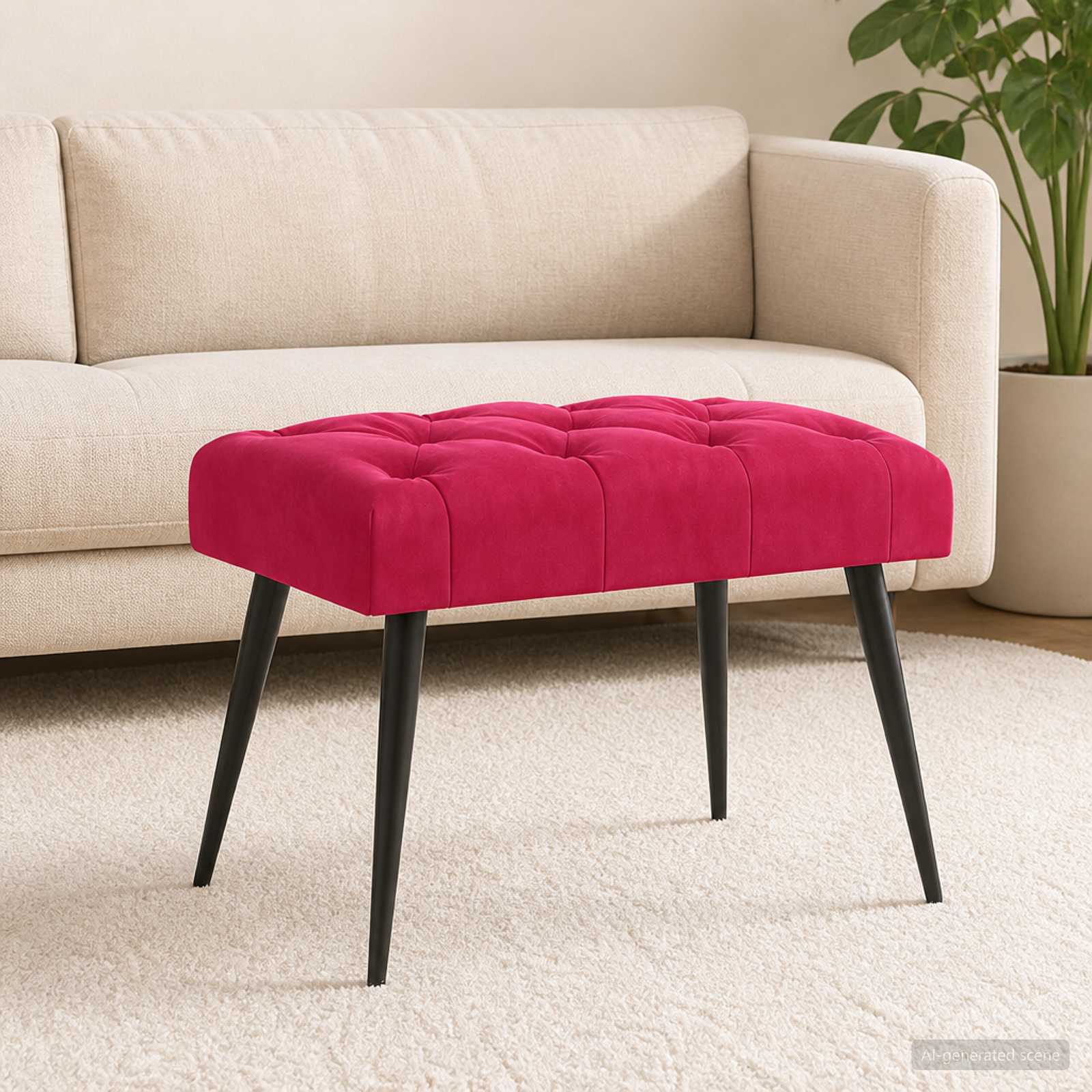 Klupa s gumbastim tkanjem Vinska crvena 60 x 40 x 45 cm Baršun