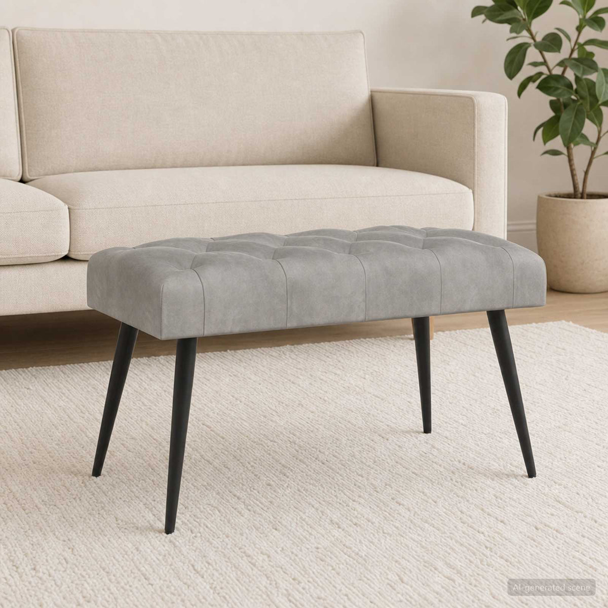 Klupa s gumbastim tkanjem Svjetlosiva 80 x 40 x 46 cm Baršun