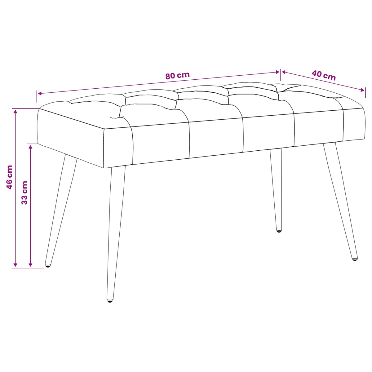 Klupa s gumbastim tkanjem Krem 80 x 40 x 46 cm Baršun