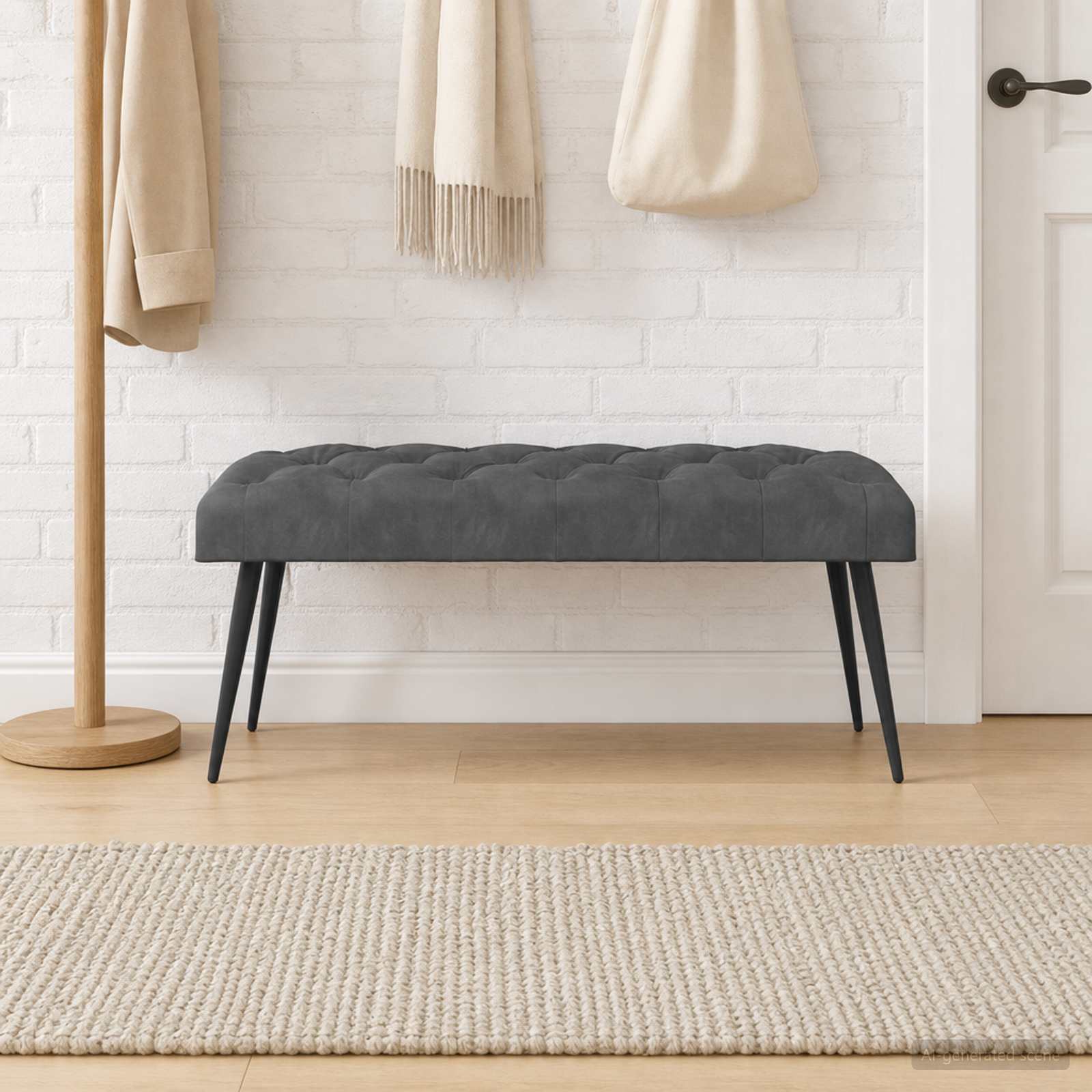 Klupa s gumbastim tkanjem Tamnosiva 110 x 40 x 46 cm Baršun