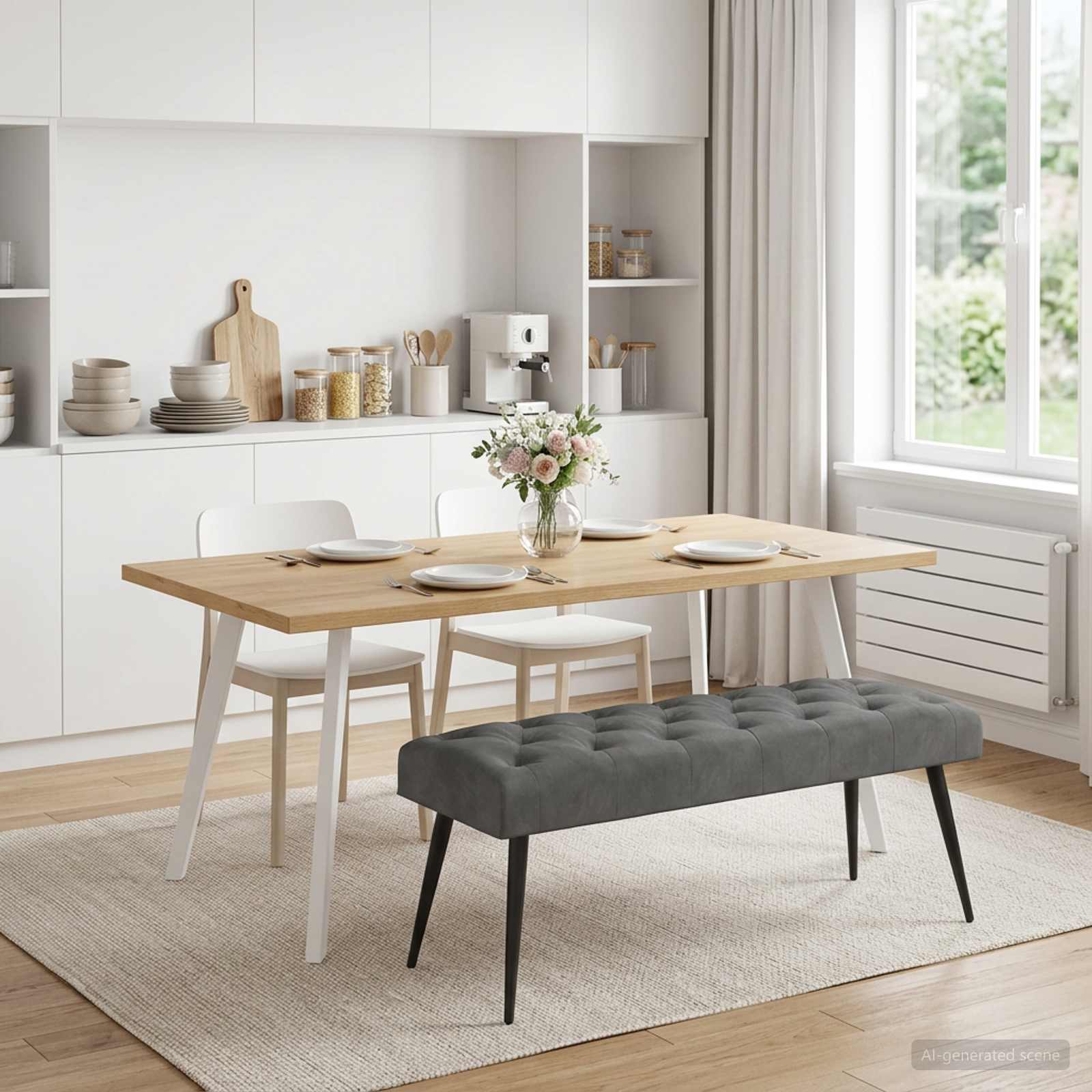 Klupa s gumbastim tkanjem Tamnosiva 110 x 40 x 46 cm Baršun