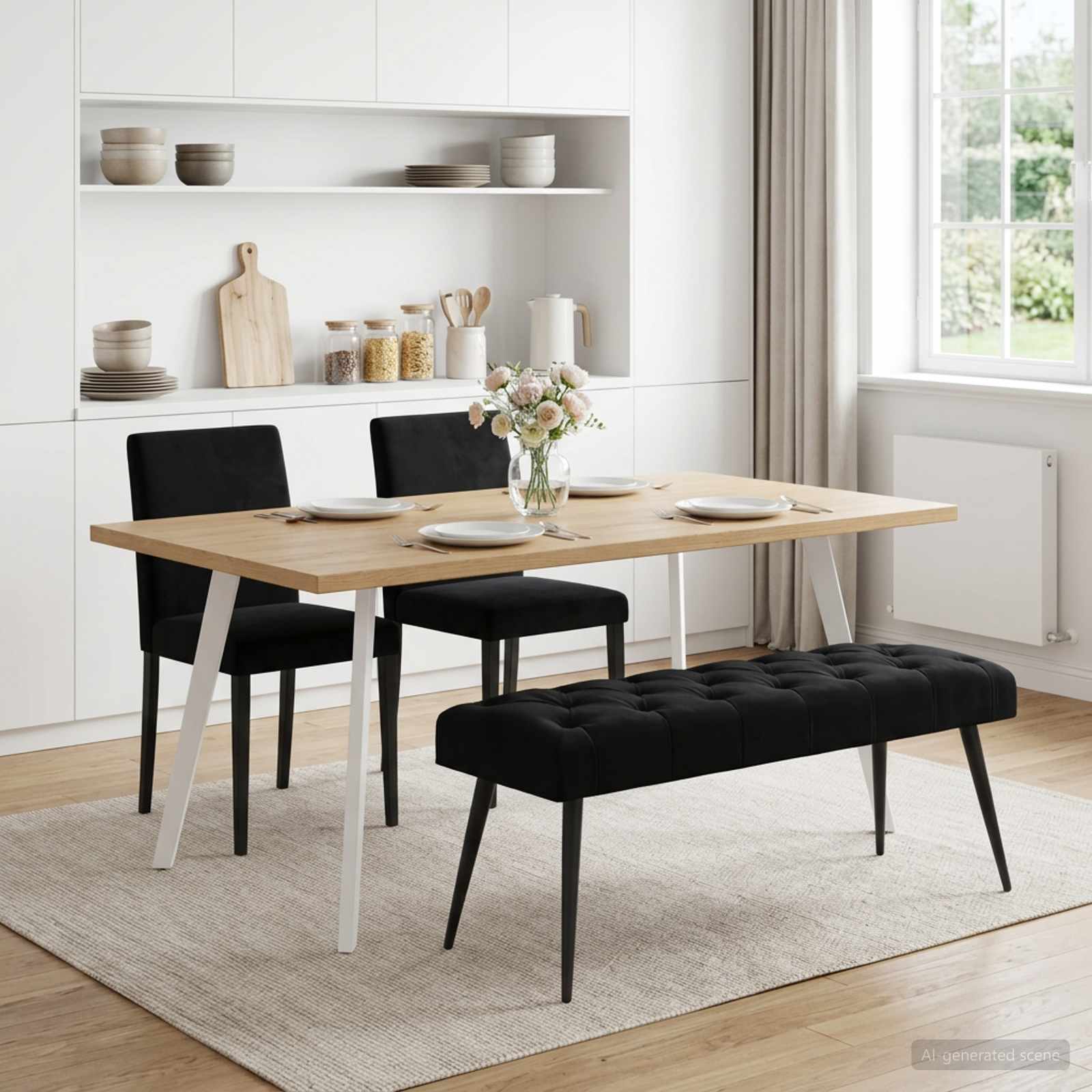 Klupa s gumbastim tkanjem Crna 110 x 40 x 46 cm Baršun
