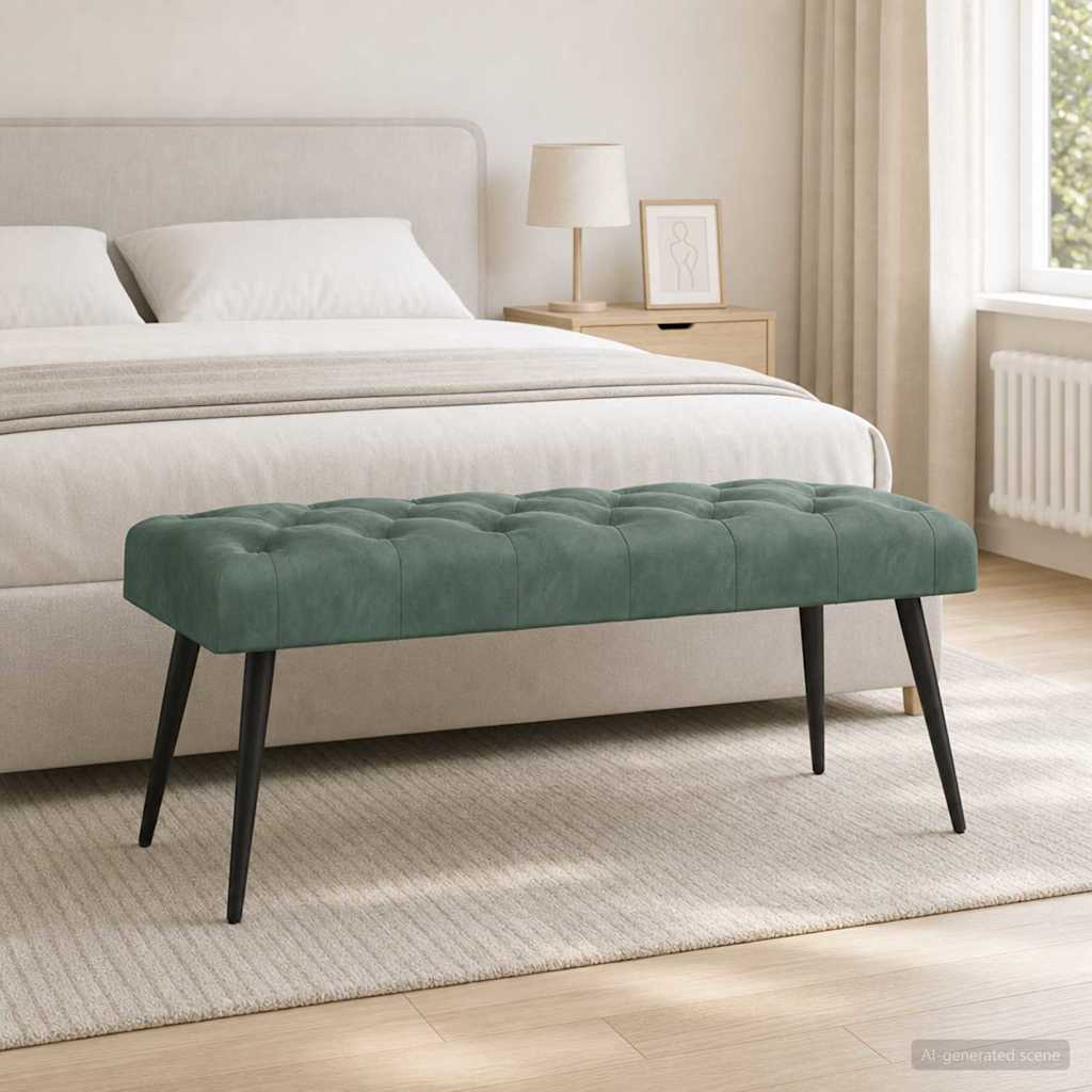 Klupa s gumbastim tkanjem Morska zelena 110 x 40 x 46 cm Baršun