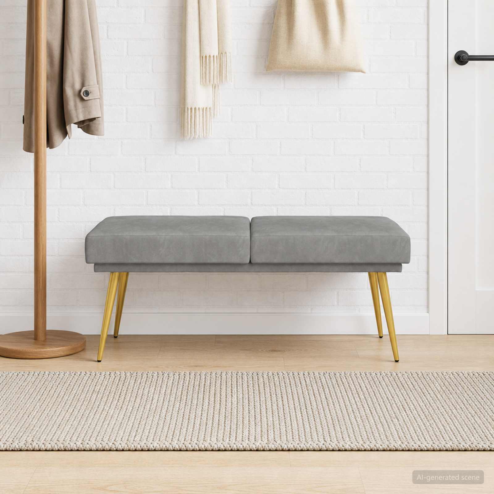 Klupa s dvostrukim slojem Svjetlosiva 120 x 45 x 46 cm Baršun
