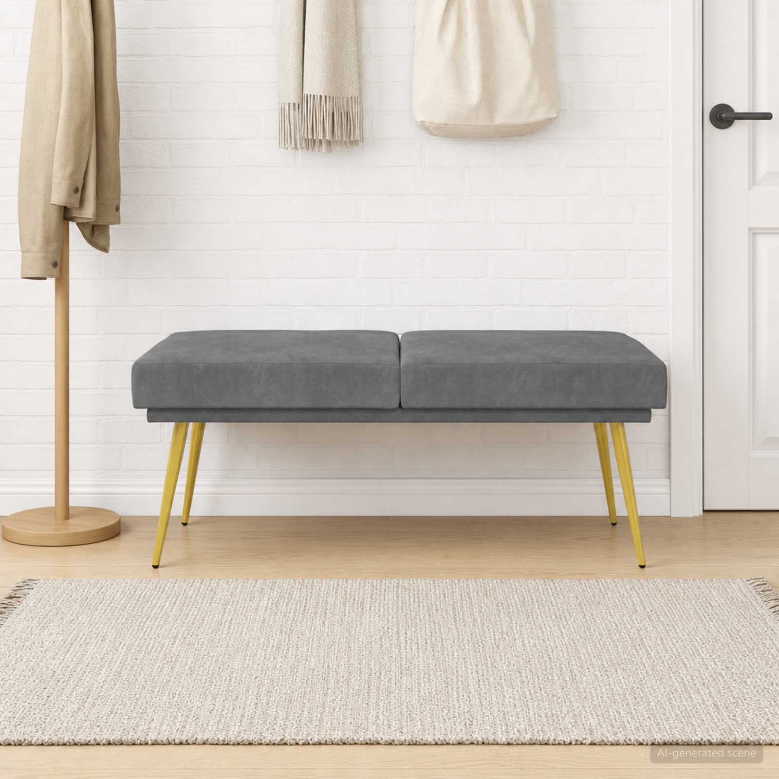 Klupa s dvostrukim slojem Tamnosiva 120 x 45 x 46 cm Baršun