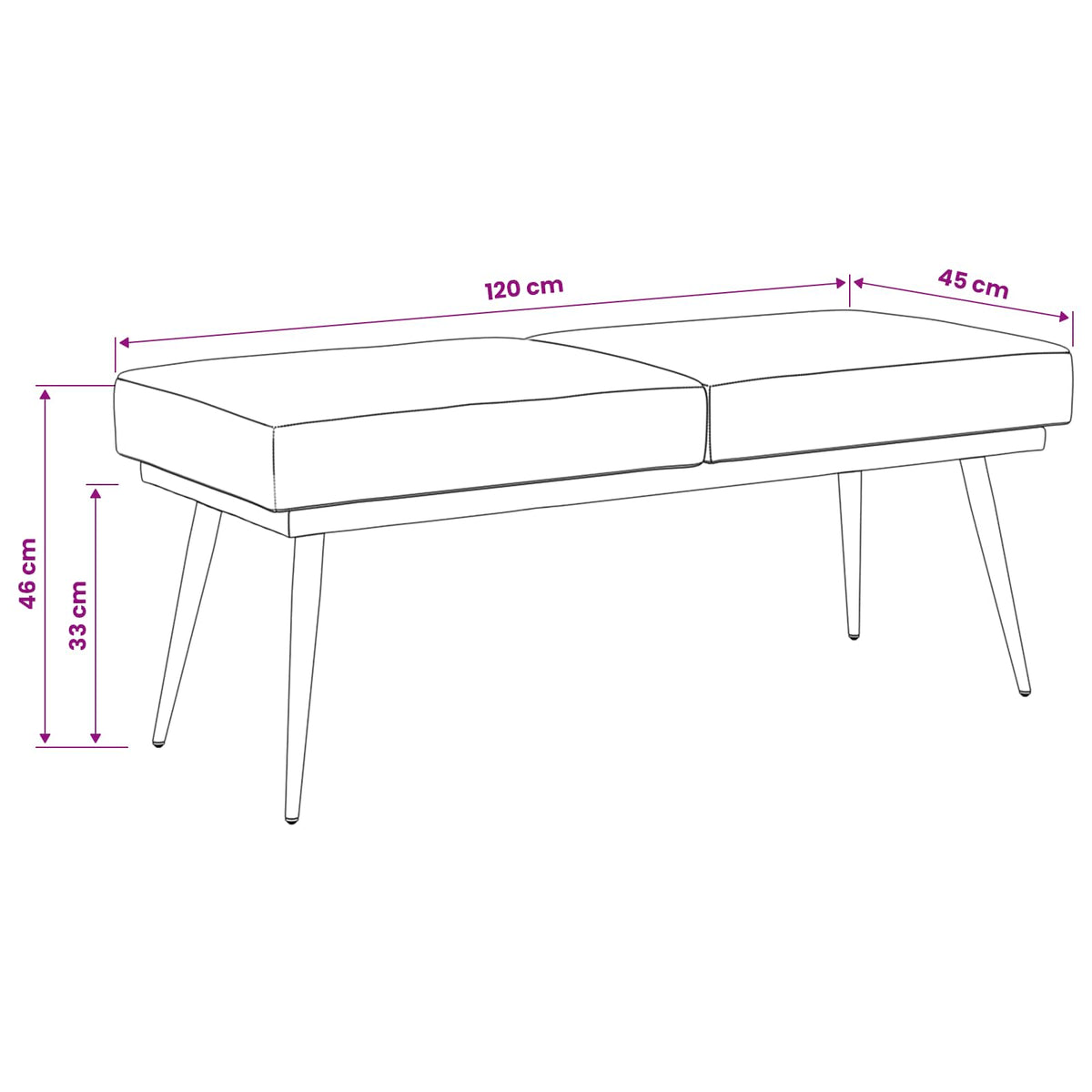 Klupa s dvostrukim slojem Tamnosiva 120 x 45 x 46 cm Baršun