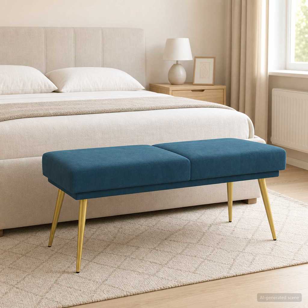 Klupa s dvostrukim slojem Plava 120 x 45 x 46 cm Baršun