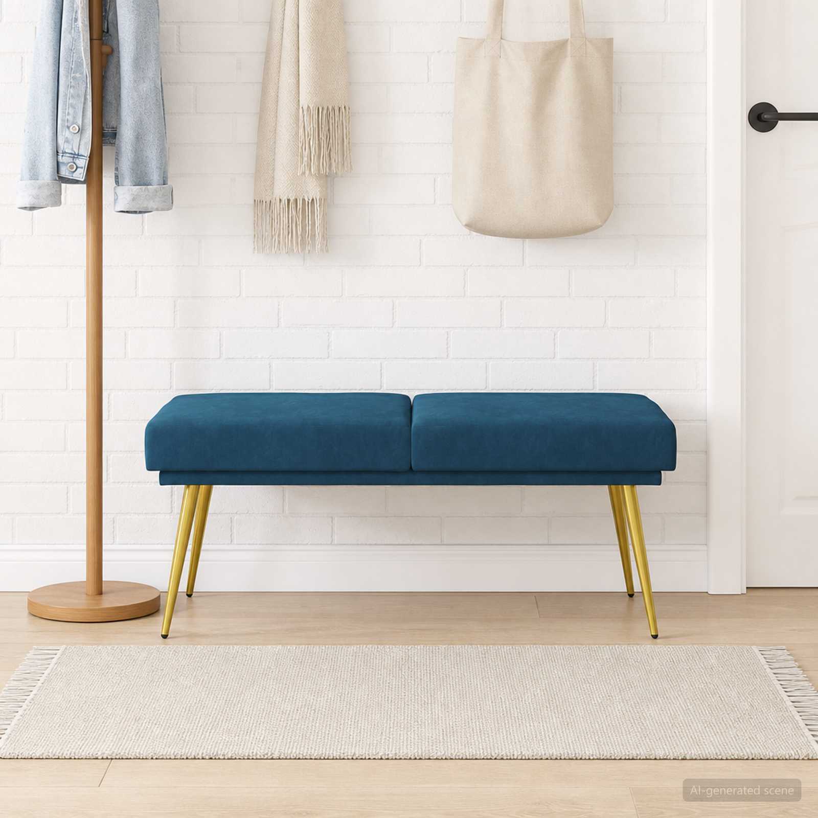 Klupa s dvostrukim slojem Plava 120 x 45 x 46 cm Baršun