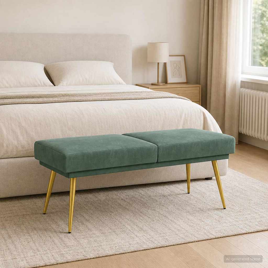Klupa s dvostrukim slojem Morska zelena 120 x 45 x 46 cm Baršun