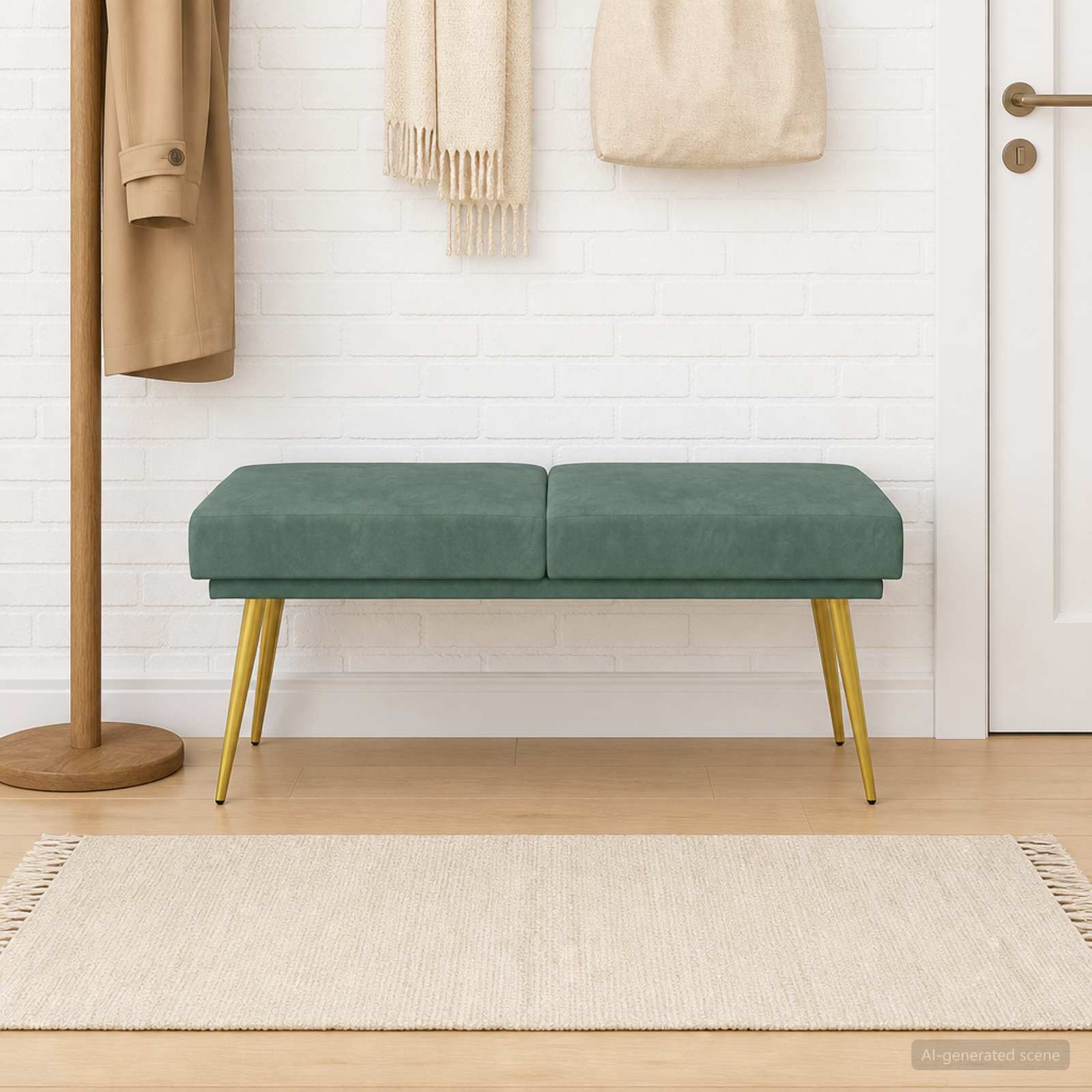 Klupa s dvostrukim slojem Morska zelena 120 x 45 x 46 cm Baršun
