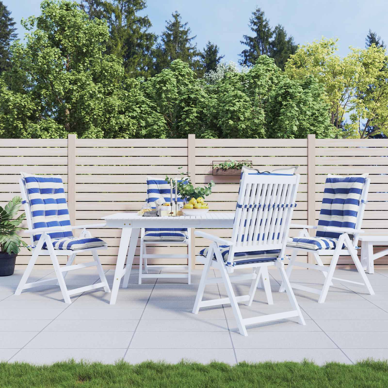 Jastučić za van 4 pcs Plava i bijela 120 x 50 x 7 cm Tkanina
