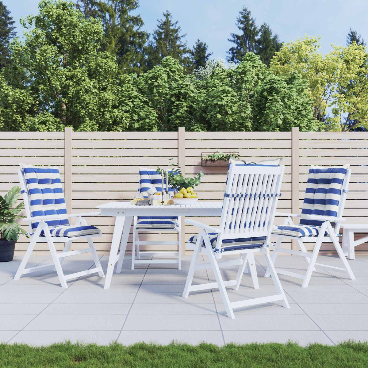 Jastučić za van 4 pcs Plava i bijela 120 x 50 x 7 cm Tkanina