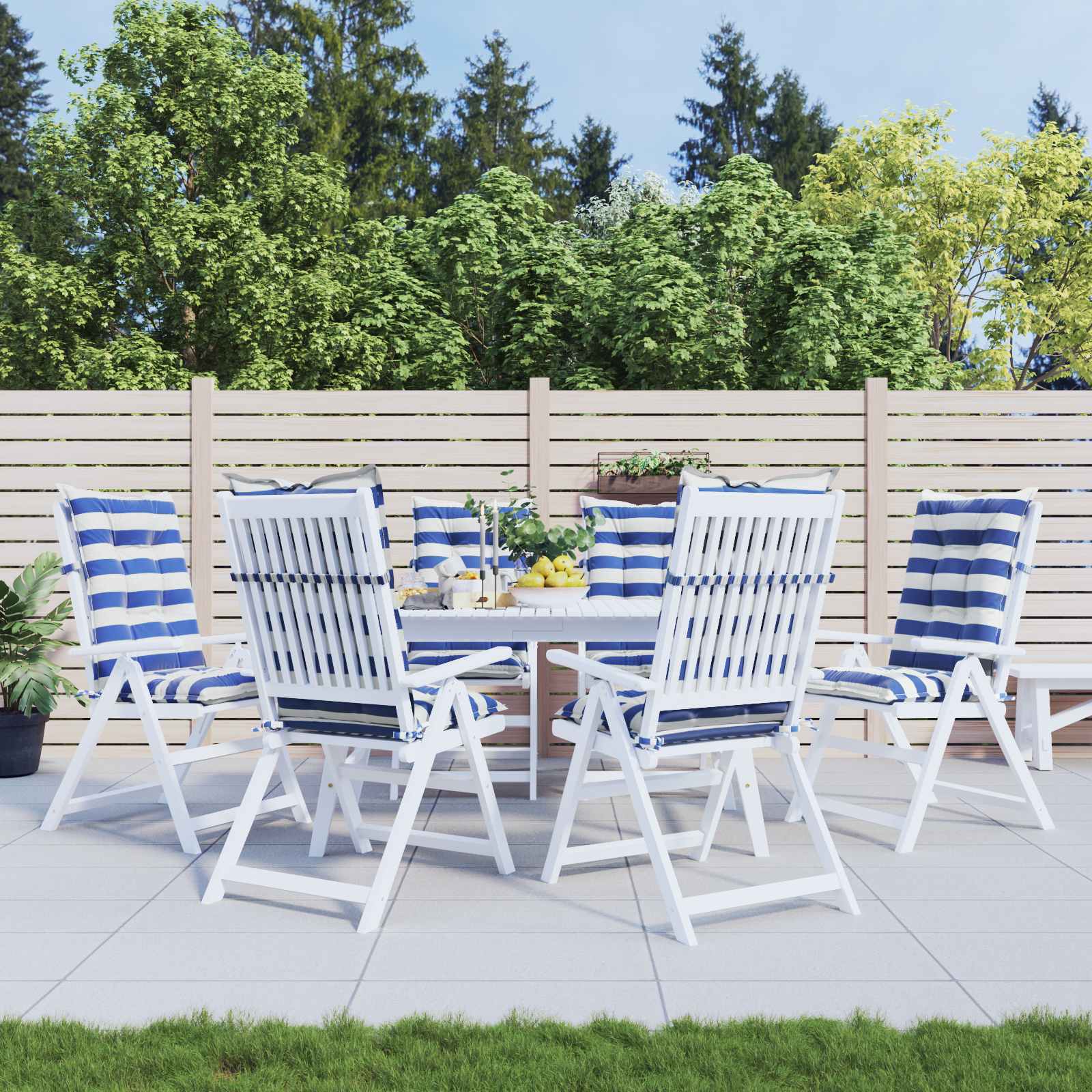 Jastučić za van 6 pcs Plava i bijela 120 x 50 x 7 cm Tkanina