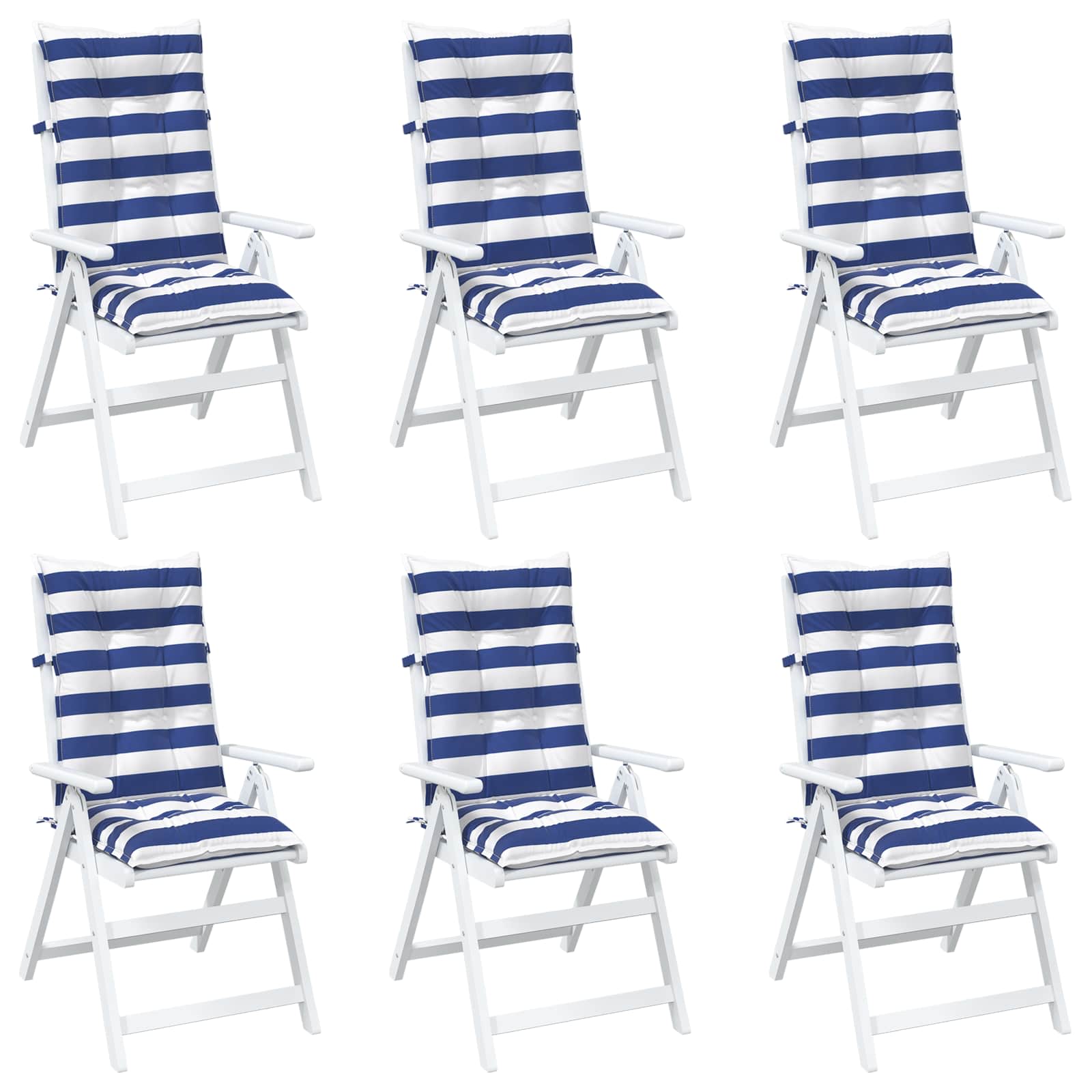 Jastučić za van 6 pcs Plava i bijela 120 x 50 x 7 cm Tkanina