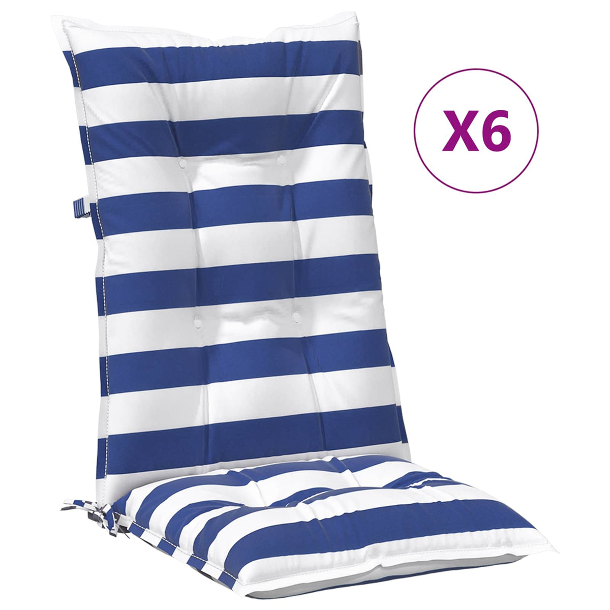 Jastučić za van 6 pcs Plava i bijela 120 x 50 x 7 cm Tkanina