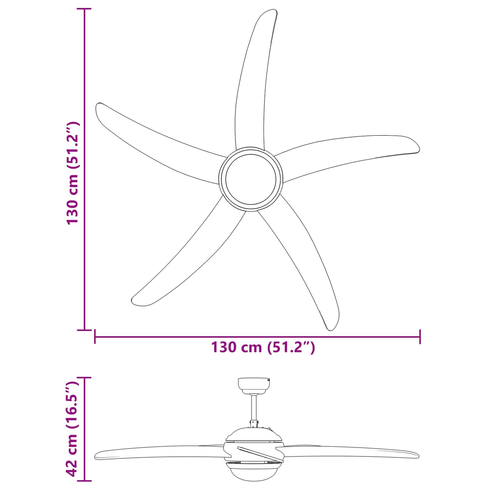 Stropni ventilator s osvjetljenjem Ø 130 cm Sonoma